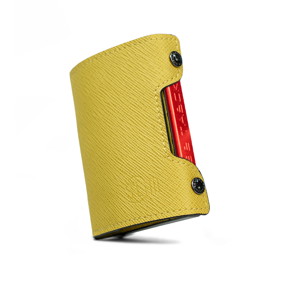 SLim Be Tasck Saffiano Giallo portafoglio pelle frame nero