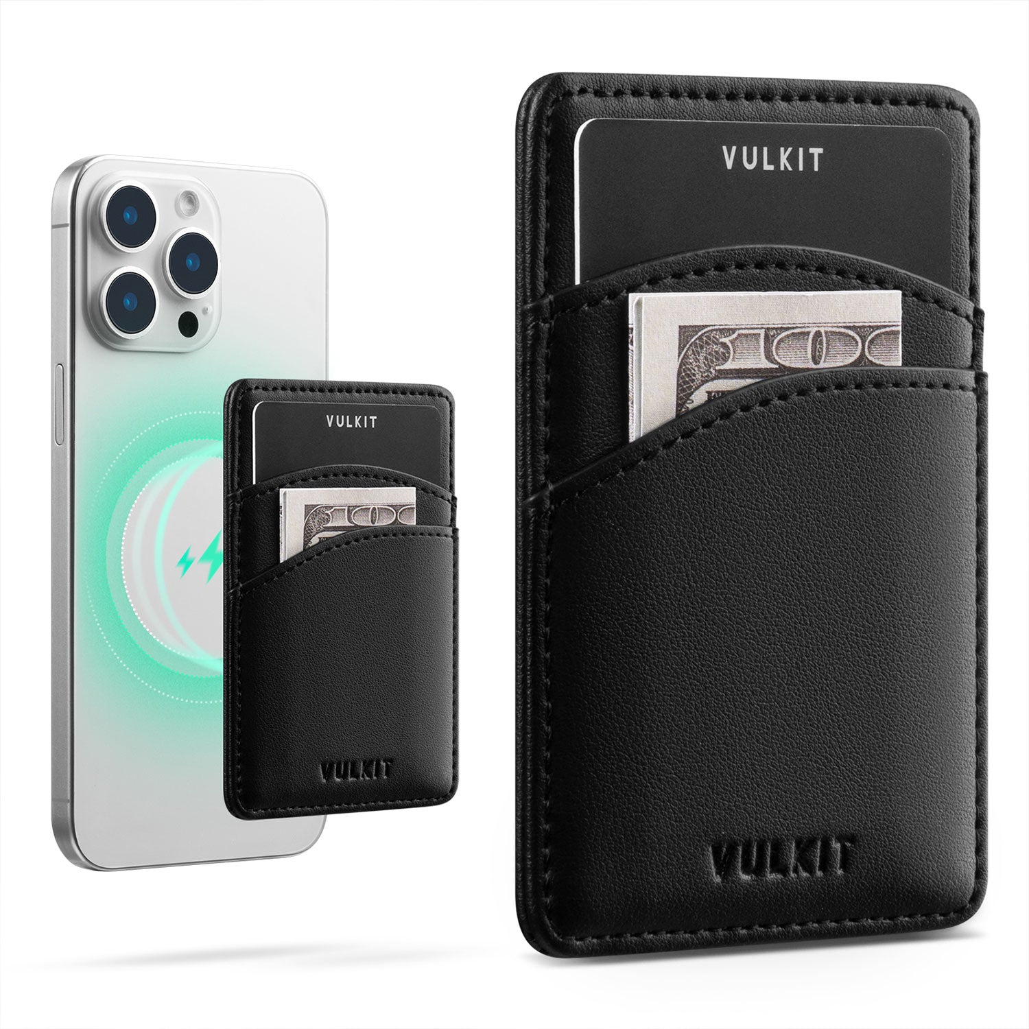 VULKIT VPA117 porta carte telefono magnetico pelle nero RFID