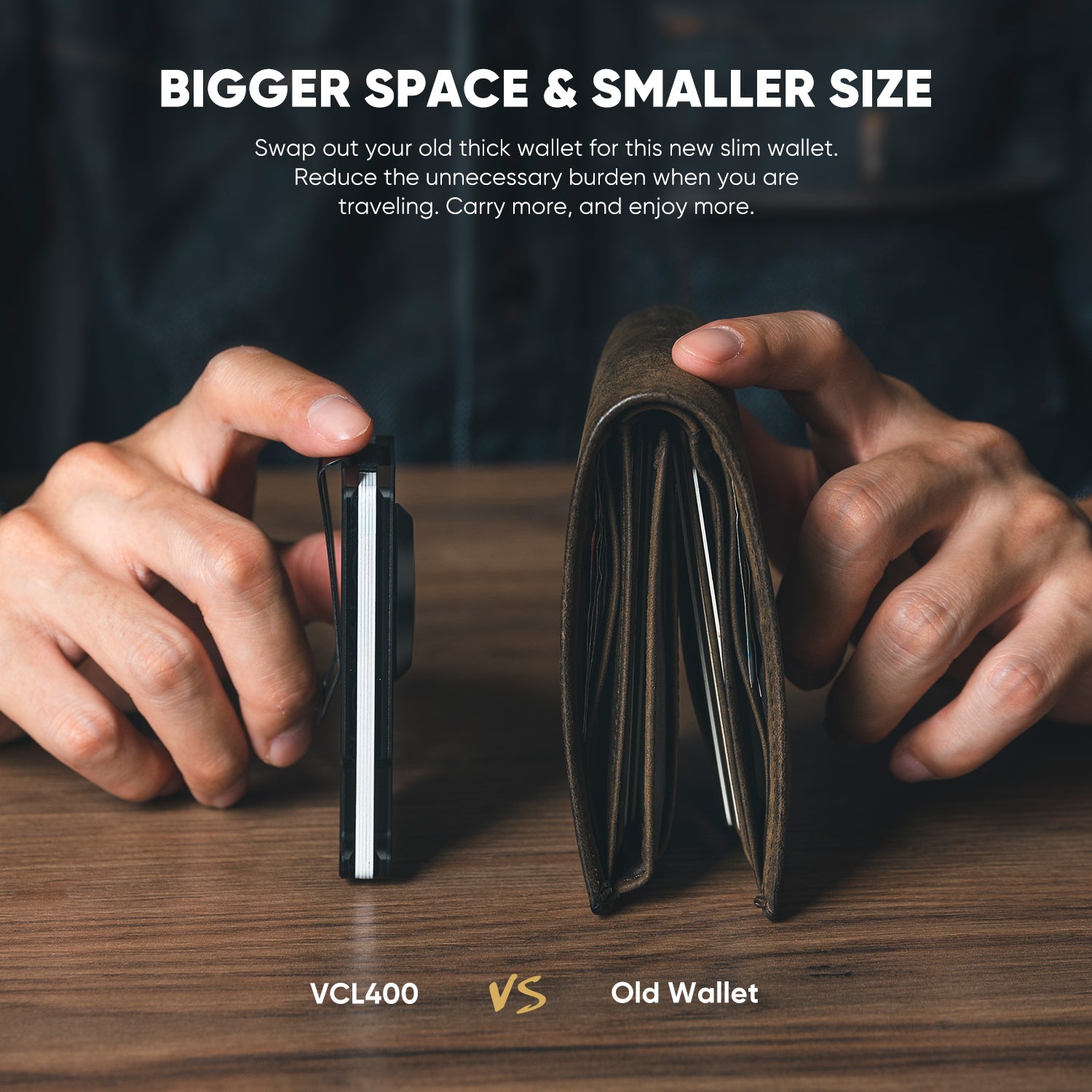 VULKIT VCL400 Portafoglio Slim AirTag Money Clip Nero