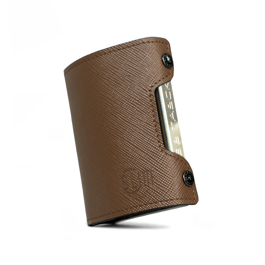 SLim Be Tasck Saffiano Marrone portacarte pelle Frame Nero