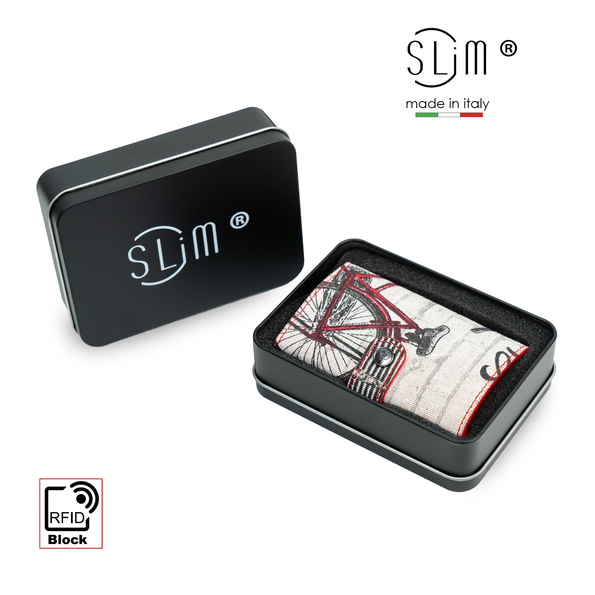 SLim Vera Pelle Dolce Vita Bici portafoglio Bici compatto RFID