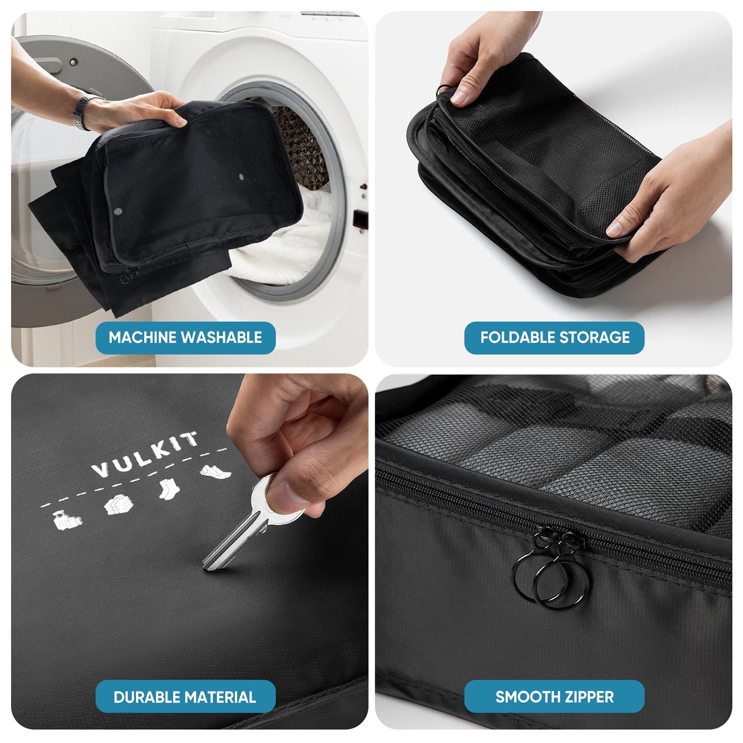 VULKIT Travel Gear VTB100 organizer valigia 7 pezzi nero impermeabile