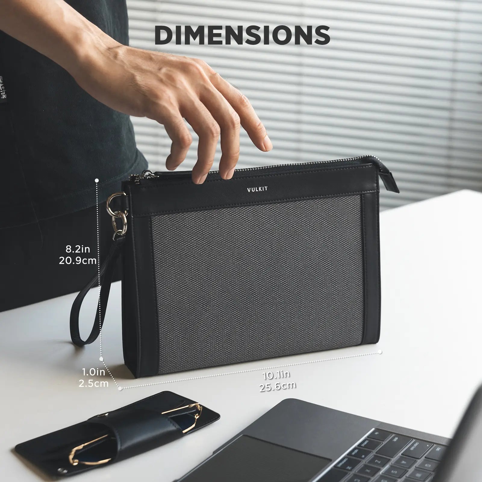 Vulkit VB105 Pochette Uomo Nera con Portaocchiali