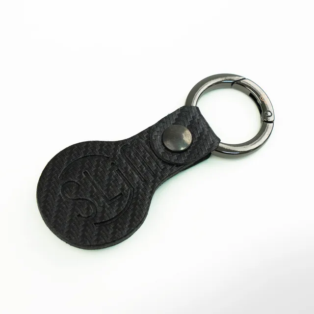 SLim Portachiavi pelle saffiano nero anello