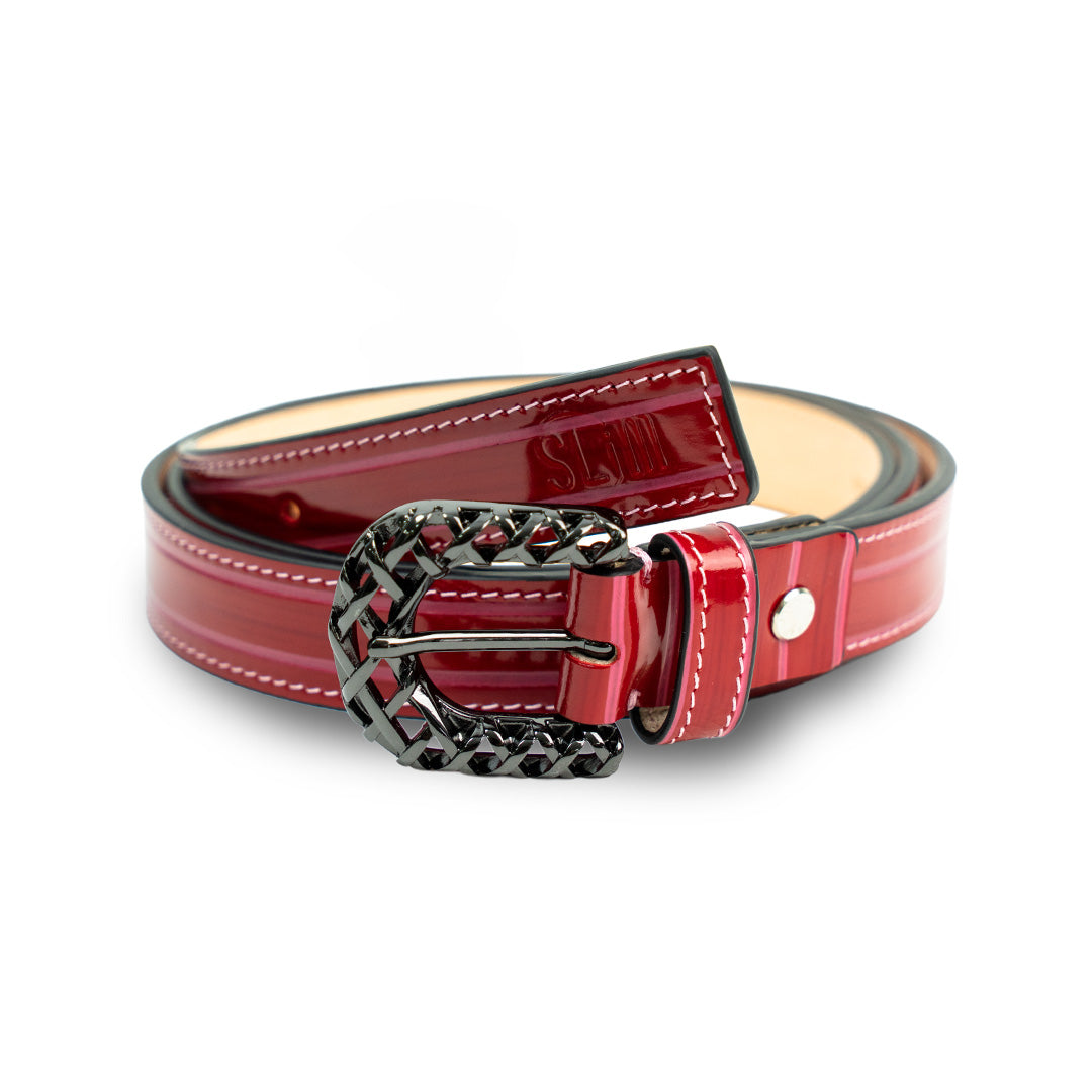 SLim Cinture 25mm cintura Saffiano Nero vera pelle