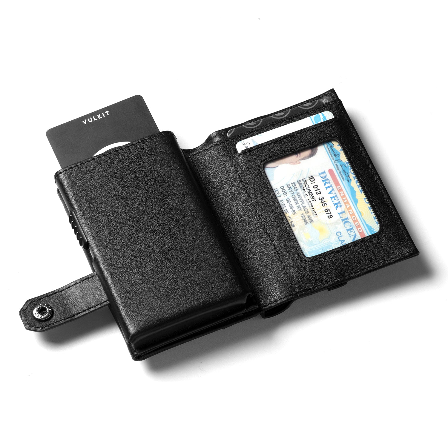 VULKIT VC311P portafoglio uomo pelle nero AirTag RFID pop-up