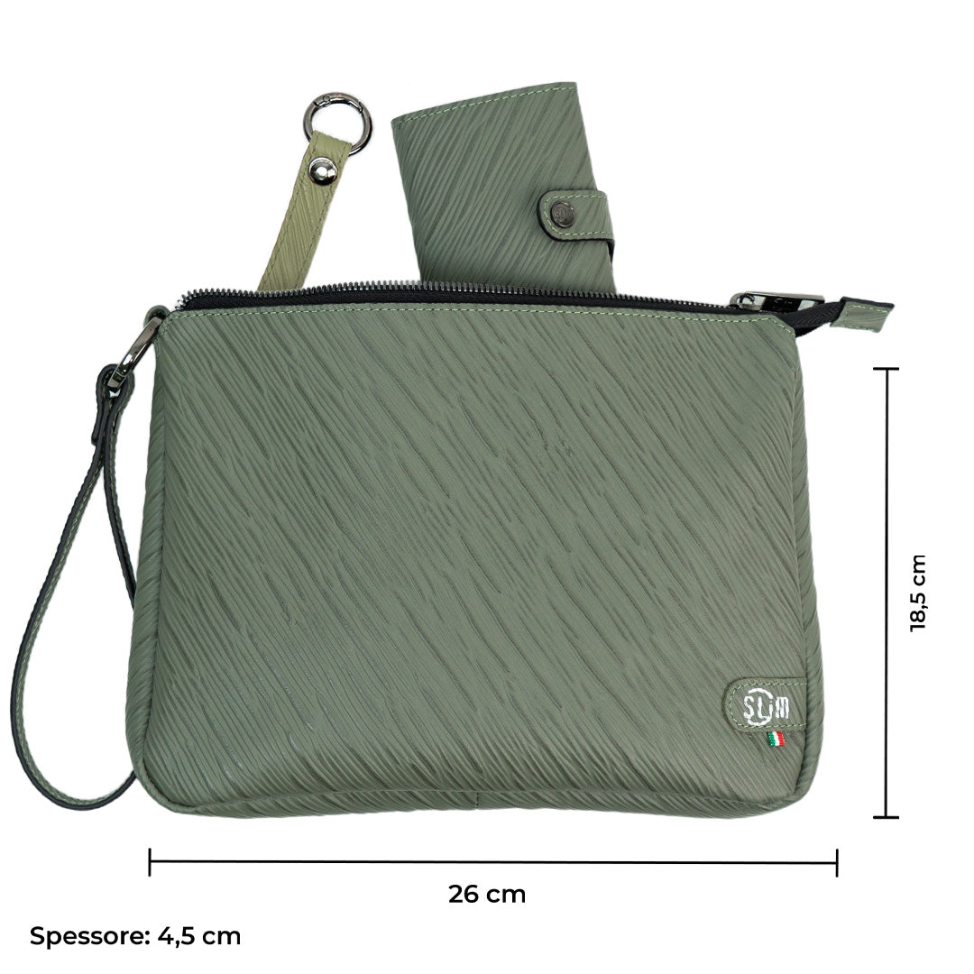 SLim Pochette Max Epi pochette pelle salvia 25x19 cm