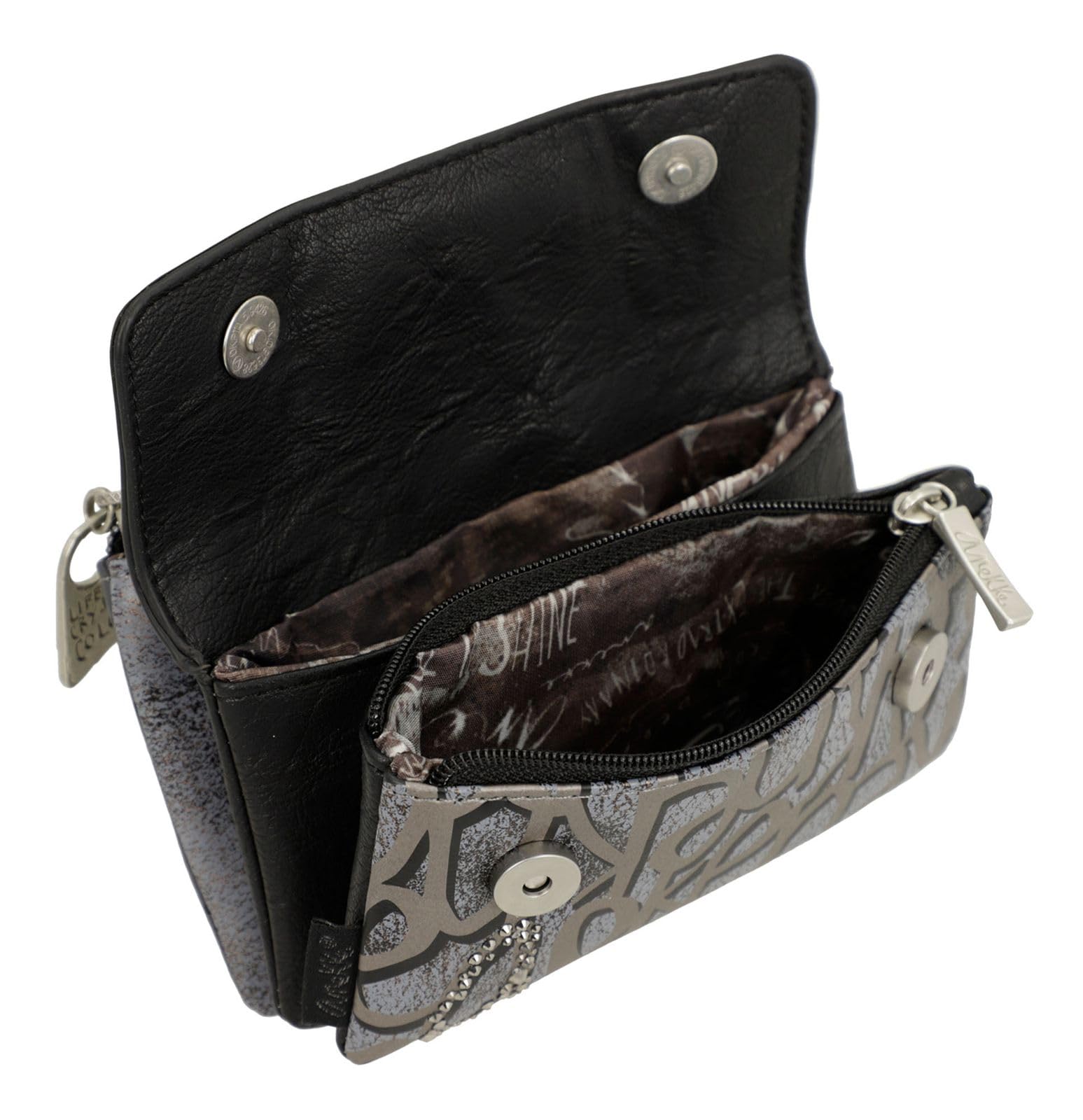 Anekke Crust Portafoglio Donna Patta 14x8cm Nero
