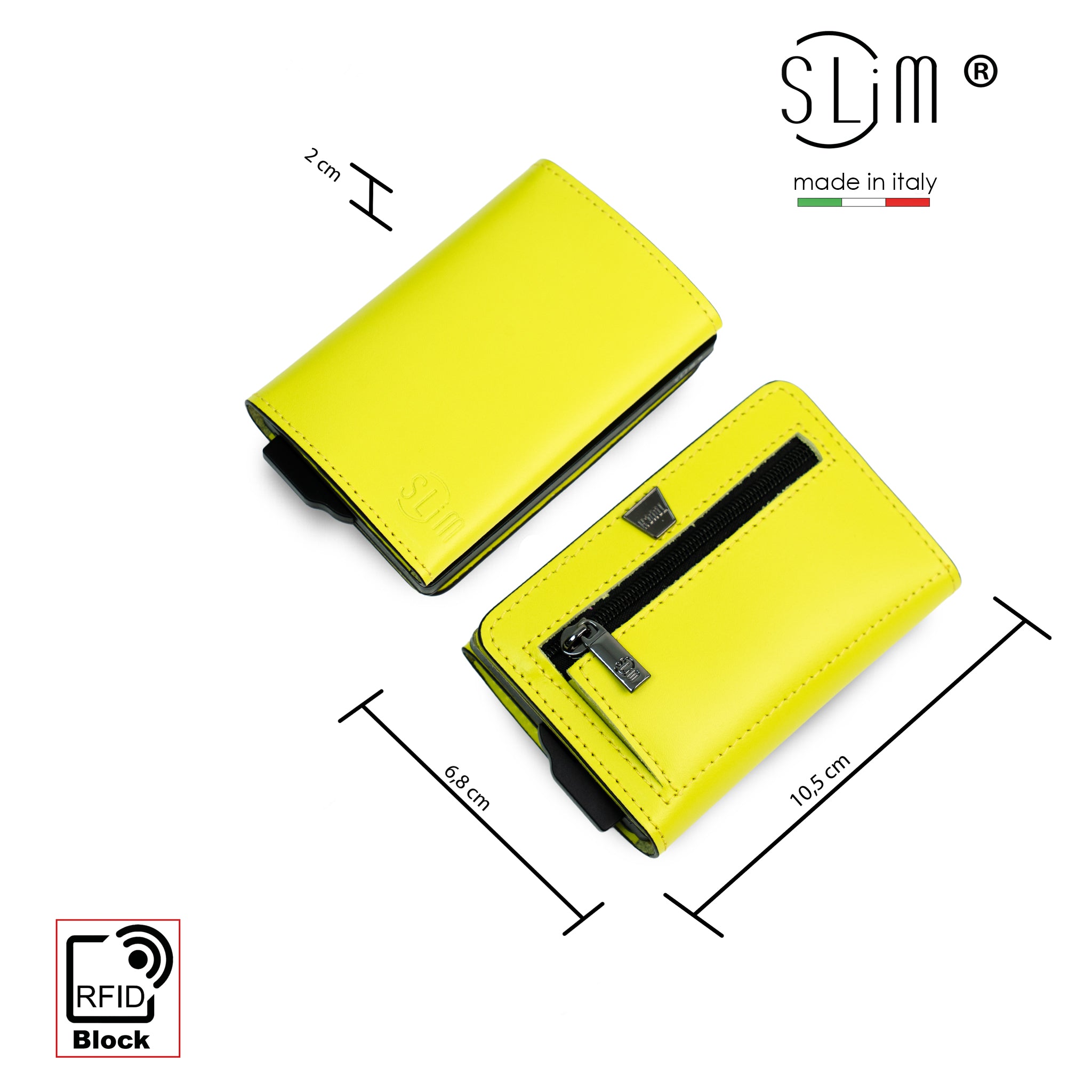 SLim Touch mini portafoglio pelle giallo lime