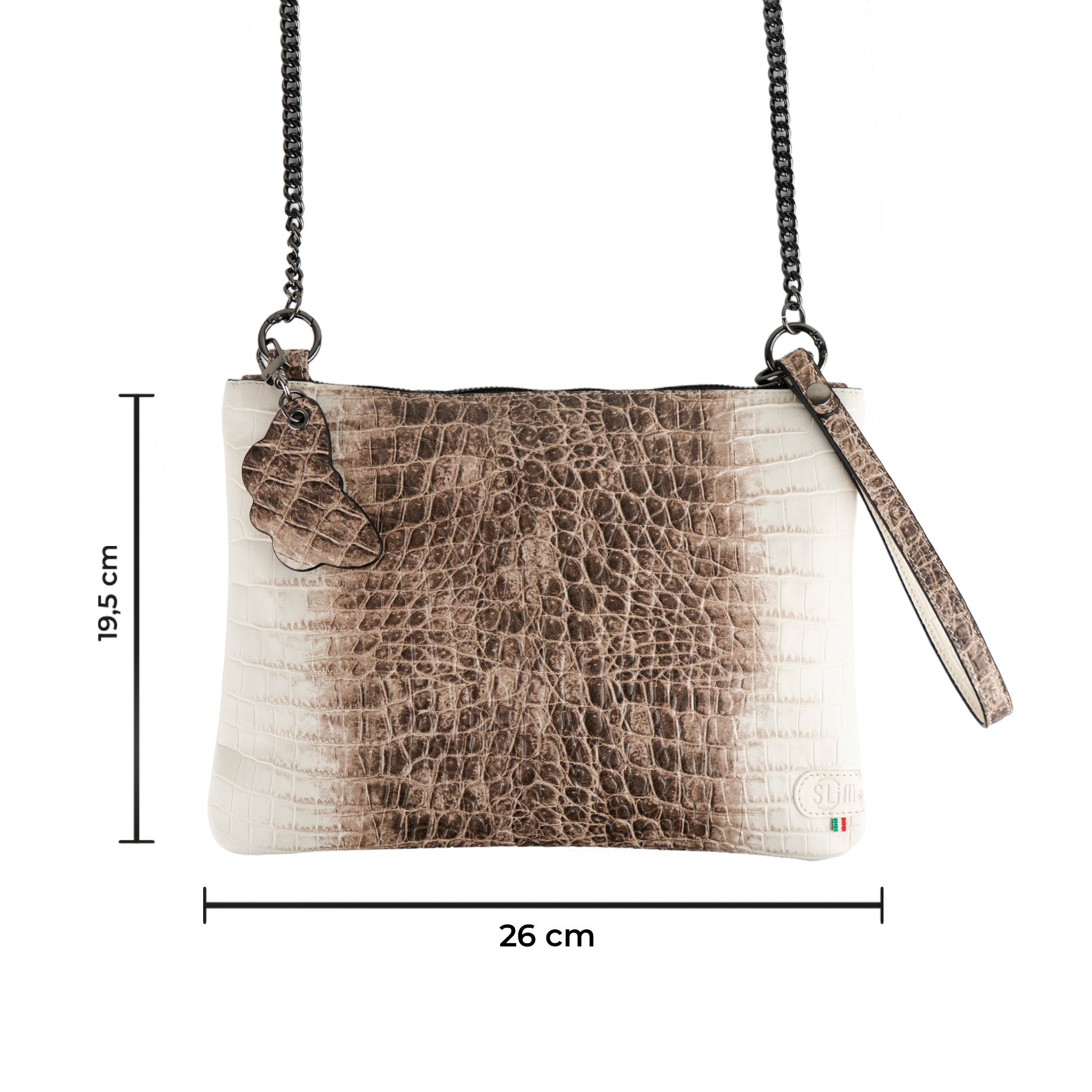 SLim Pochette Tracolla Pelle Cocco Beige