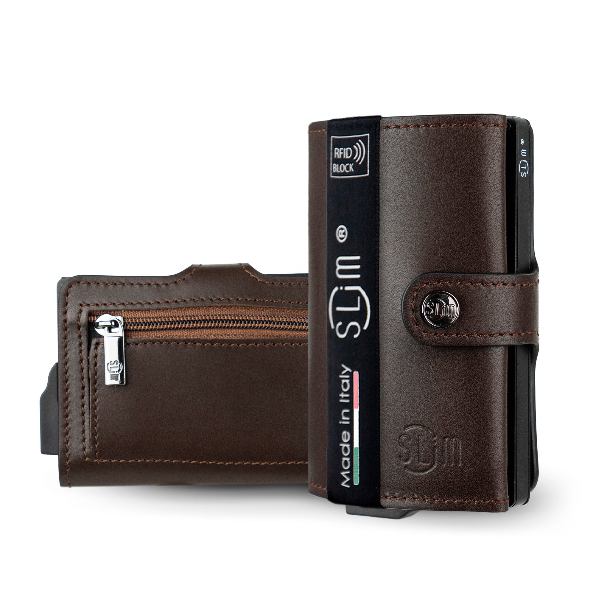 SLim Vera Pelle Liscia Portafoglio Petrolio Multicolor