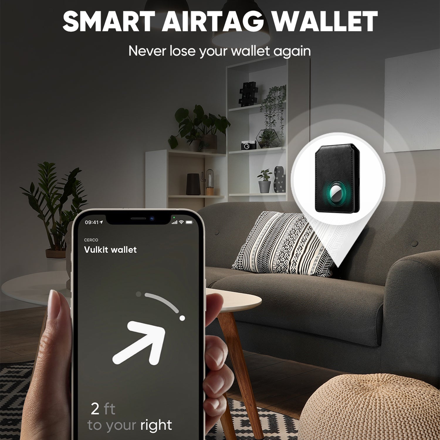 VULKIT AirTag Holder Wallet VW127 portafoglio RFID nero