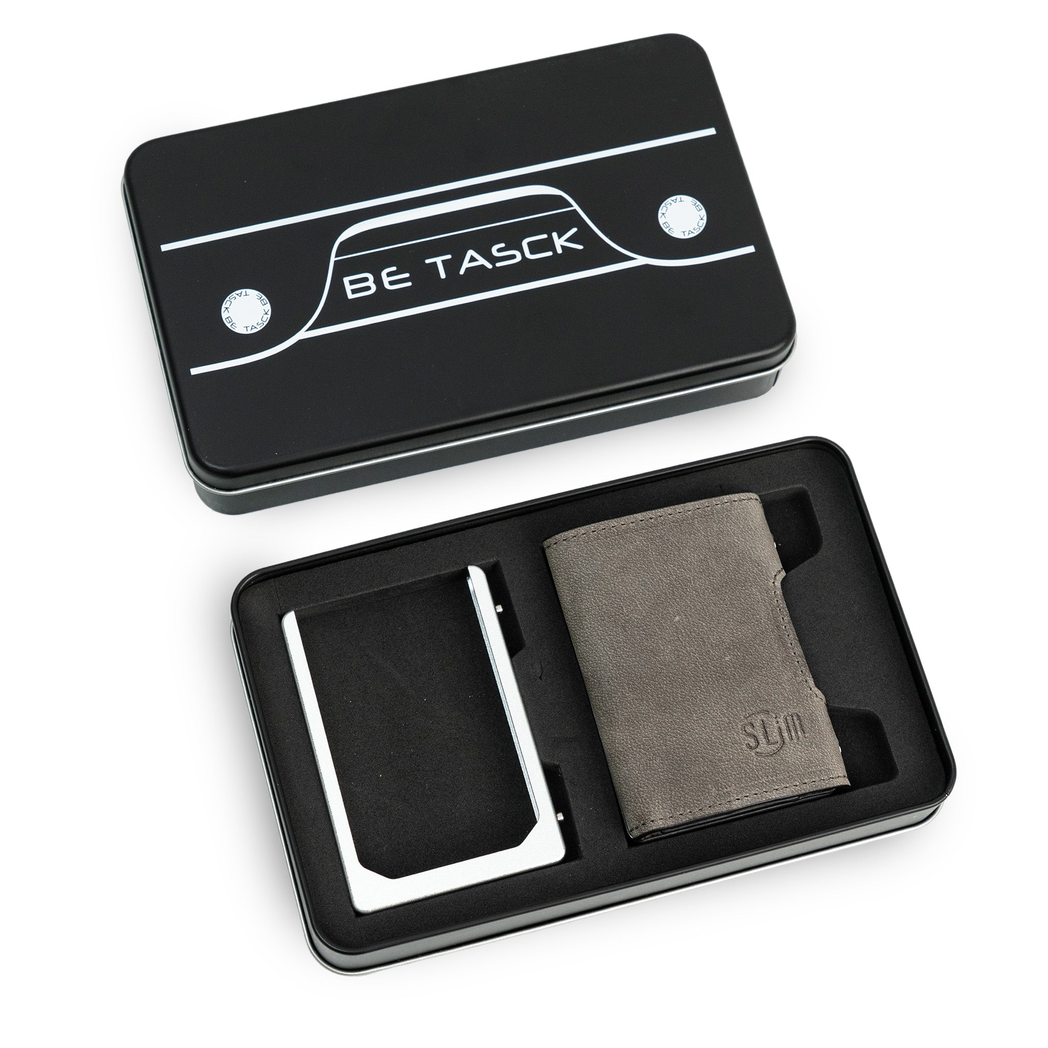 Be Tasck Crazy Horse Grigio portafoglio pelle frame nero