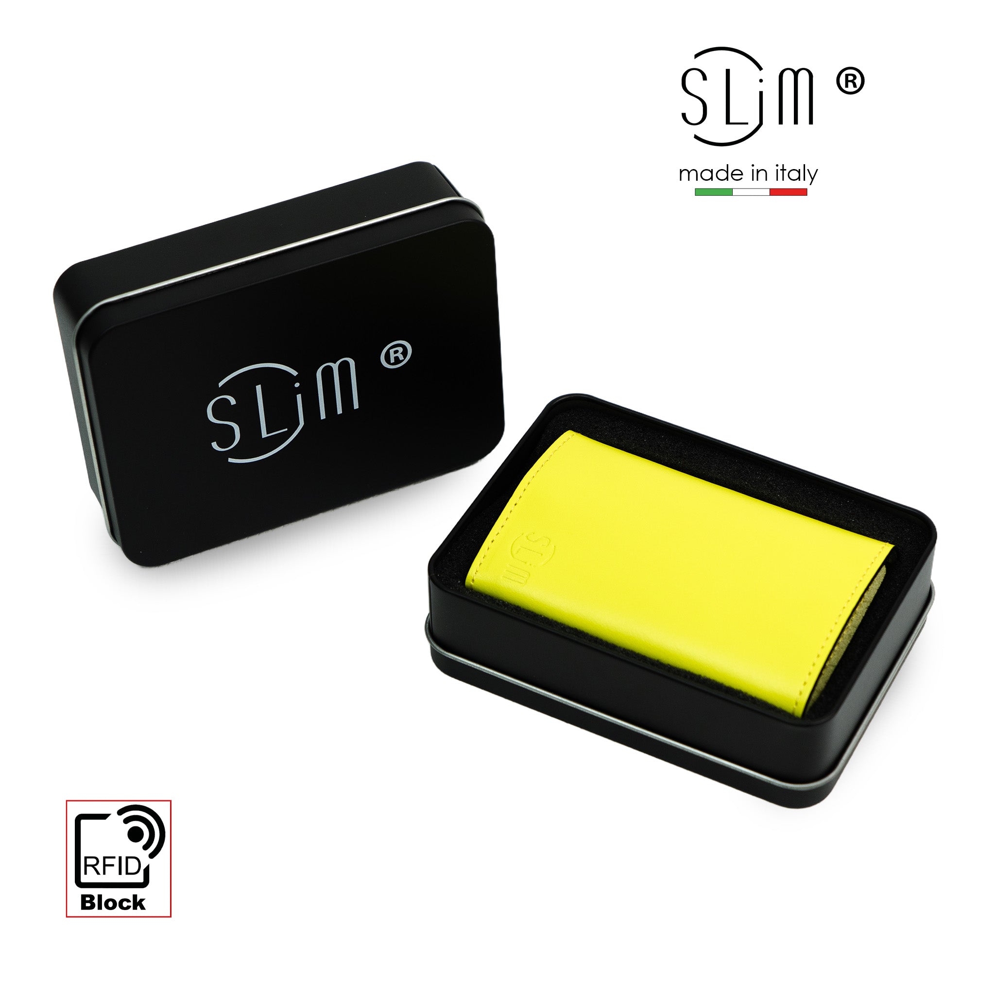 SLim Touch mini portafoglio pelle giallo lime