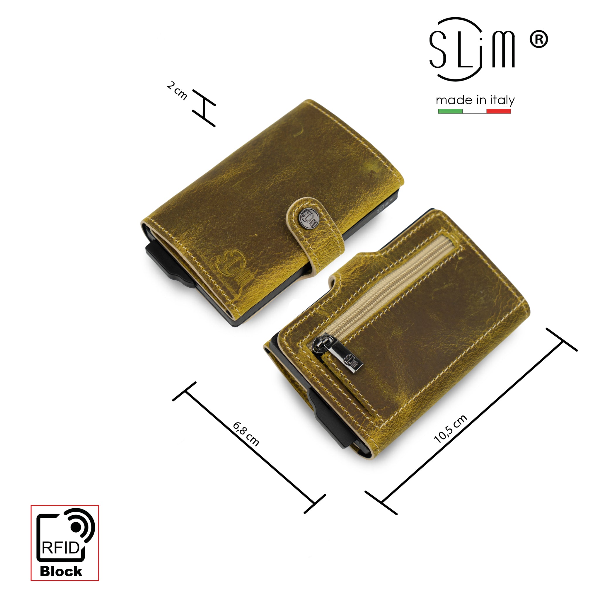 SLim Crazy Horse Sole portacarte zip RFID 12 carte
