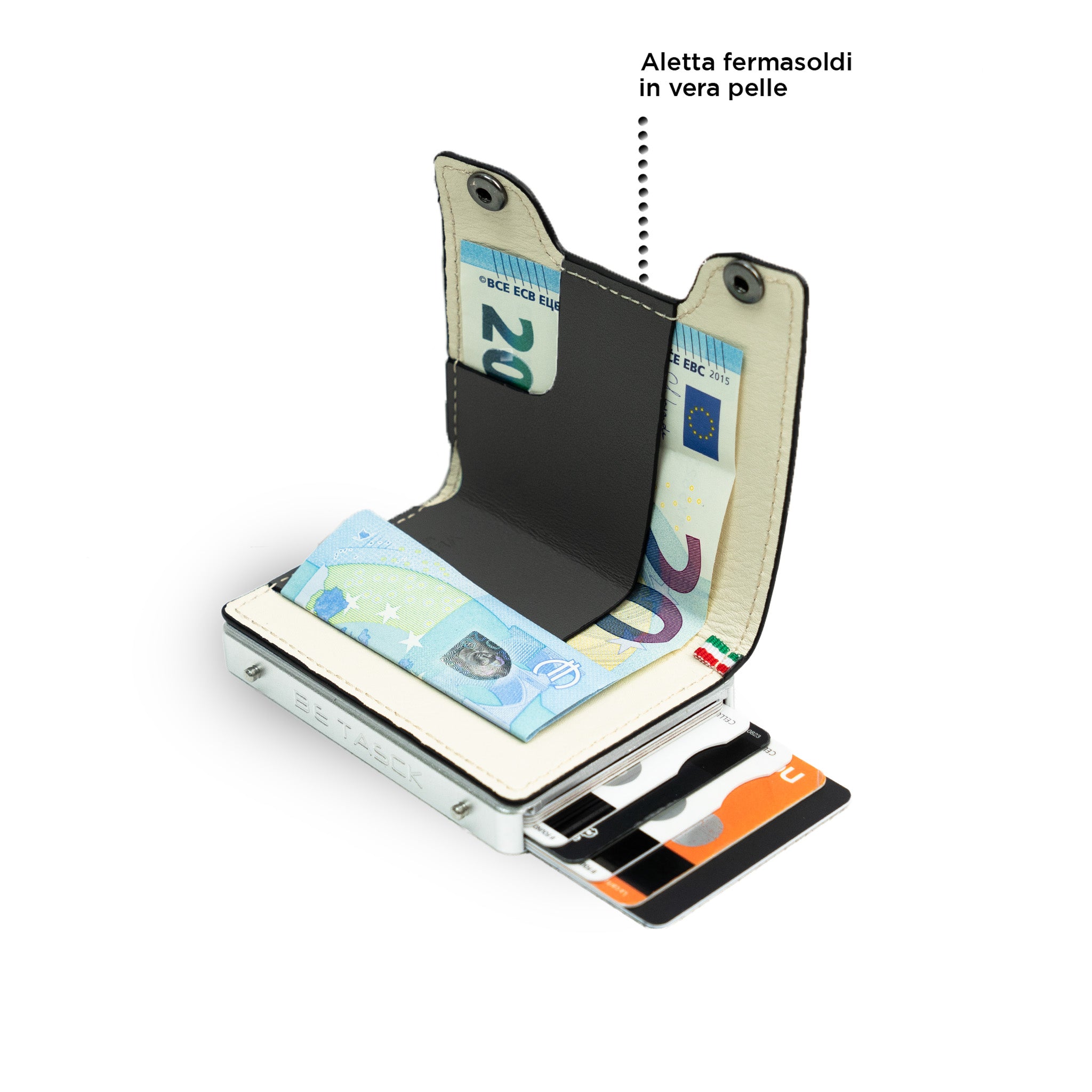 SLim Be Tasck Petrolio portafoglio pelle liscia multicolor