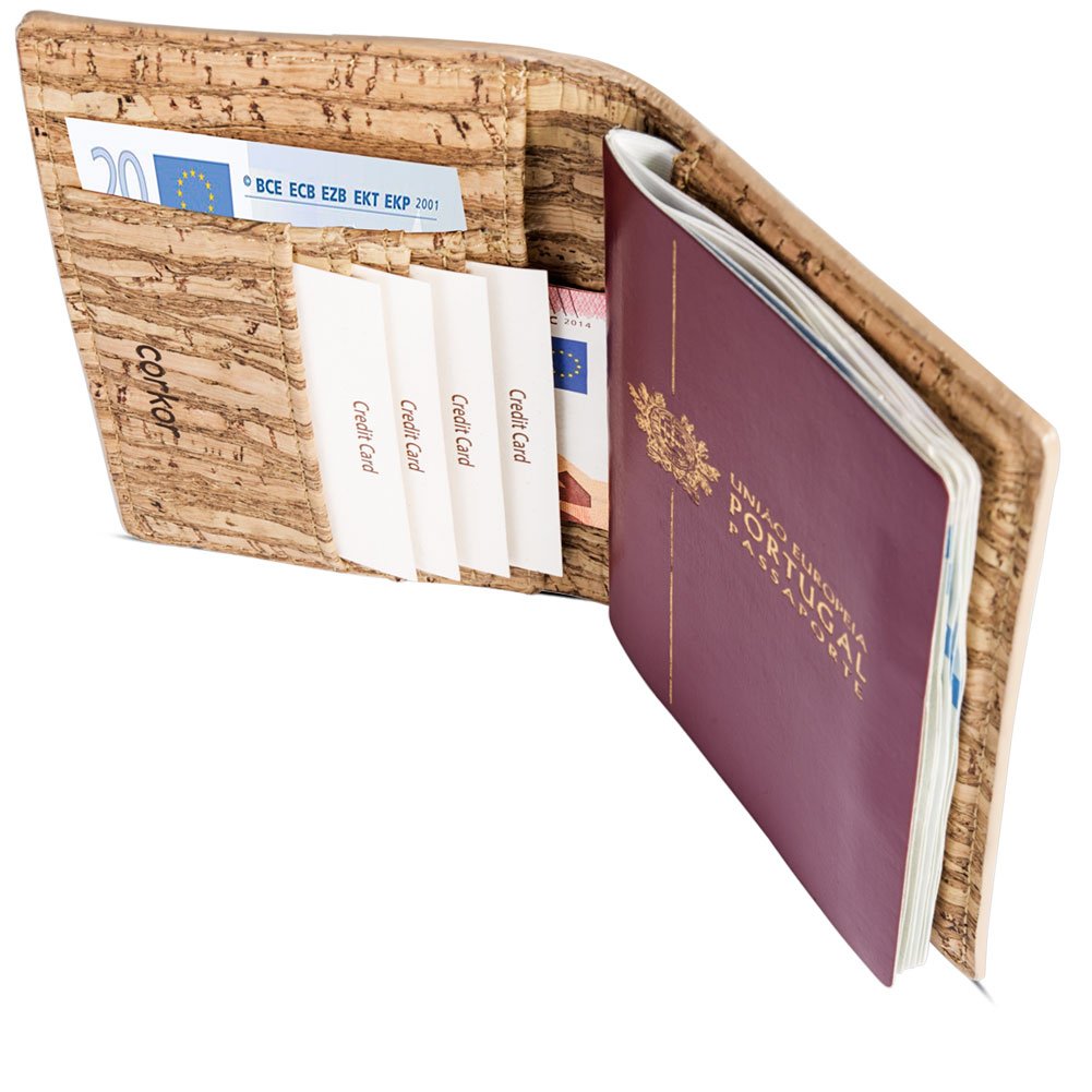 Corkor Wallets portafoglio passaporto sughero fantasia zebra
