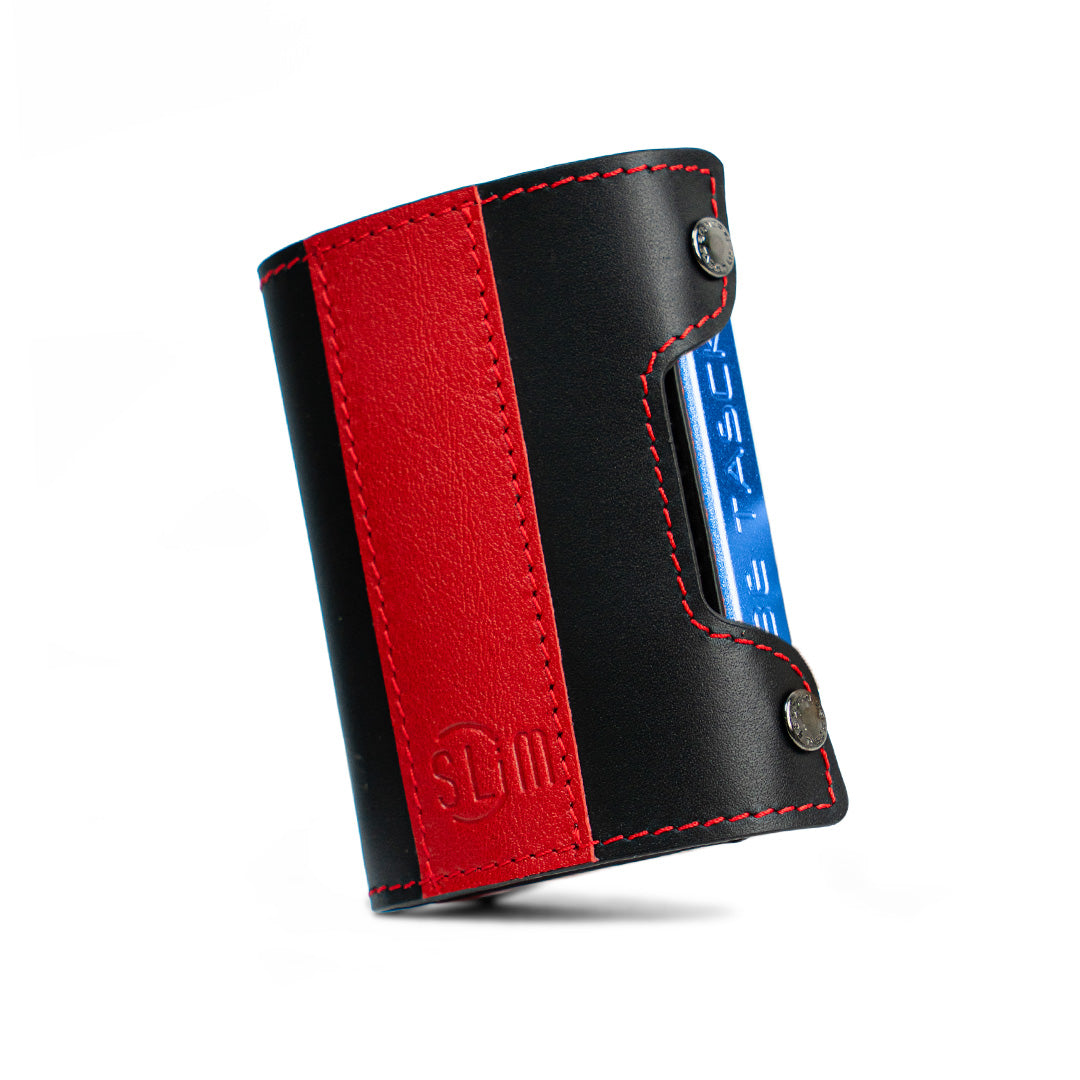 SLim Be Tasck Bicolor portafoglio compatto rossonero pelle
