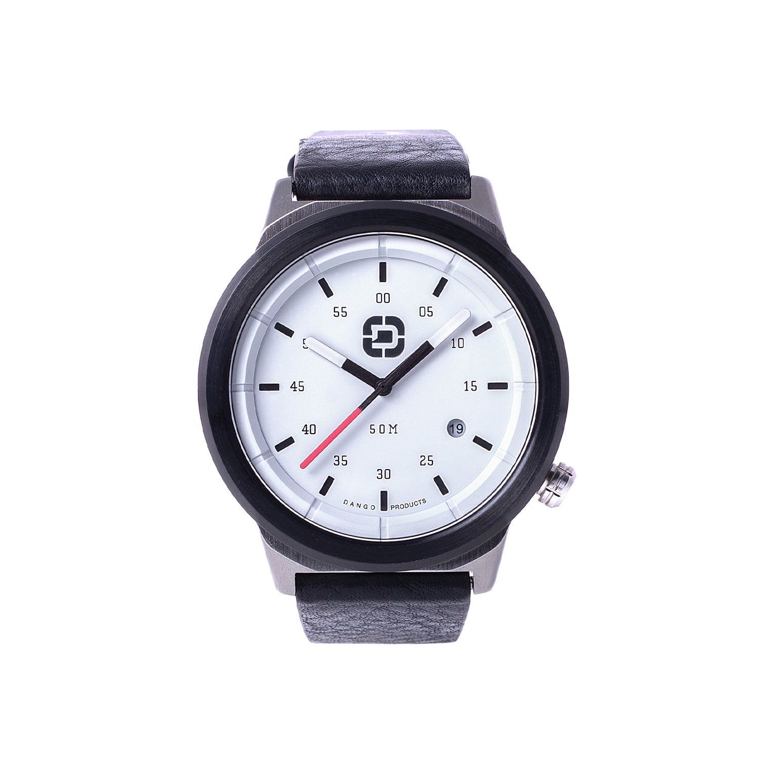 Dango Dapper orologio pelle 45mm quadrante nero marrone