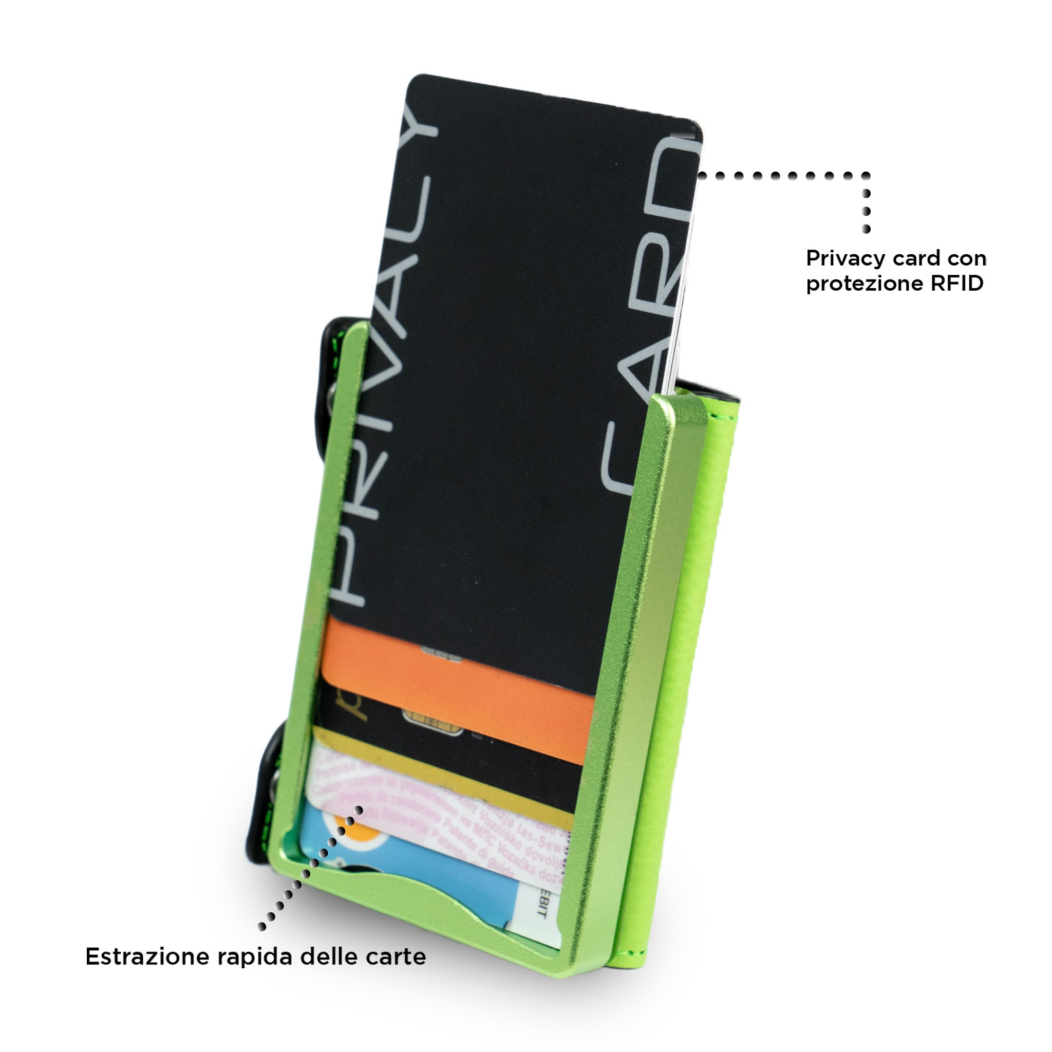 SLim Be Tasck Portacarte Pelle Bottalata Verde Frame