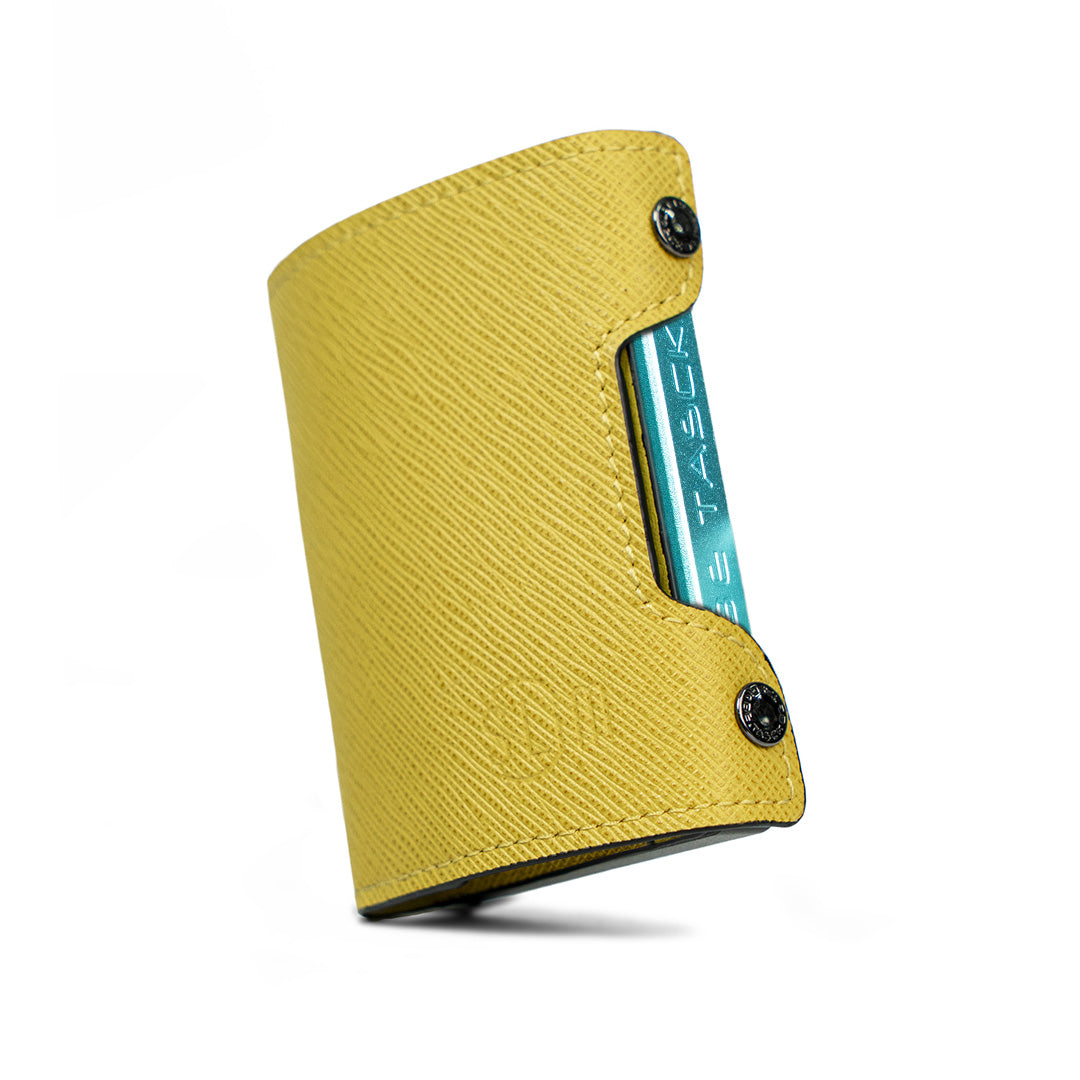 SLim Be Tasck Saffiano Giallo portafoglio pelle frame nero