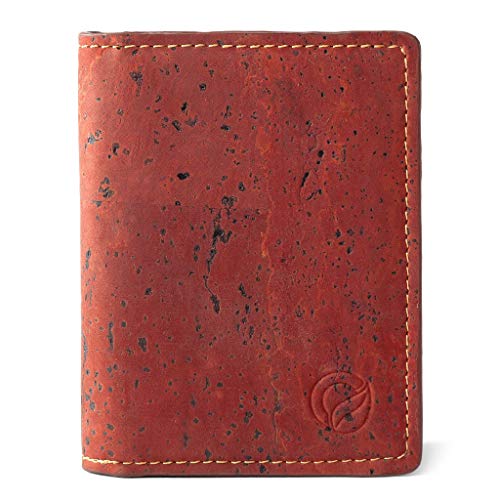 Corkor Portafoglio Uomo Sughero Rosso RFID Vegan