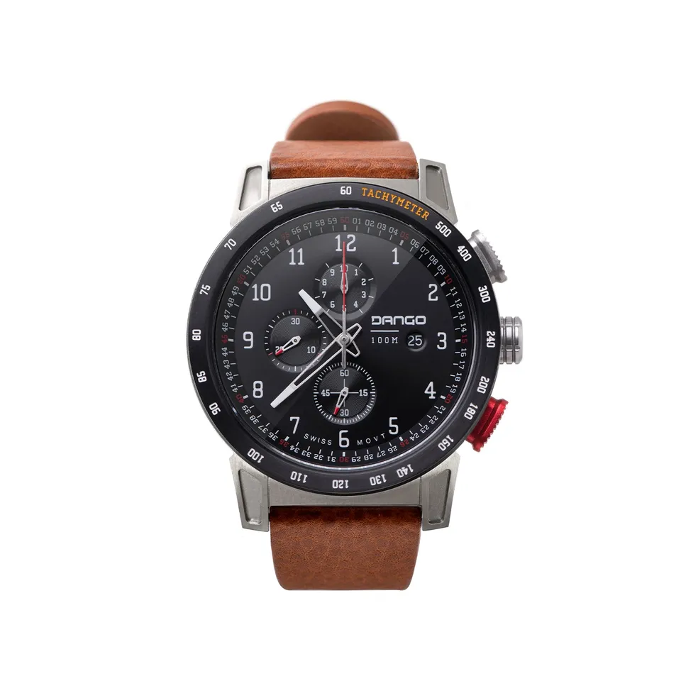 Dango CR-01 orologio cronografo pelle marrone