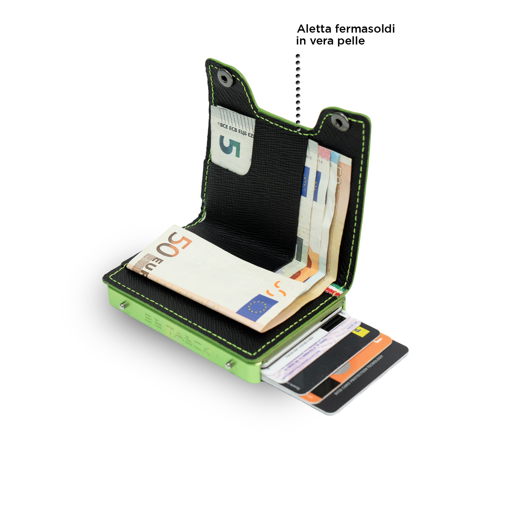 Be Tasck Saffiano Nero Verde portafoglio frame