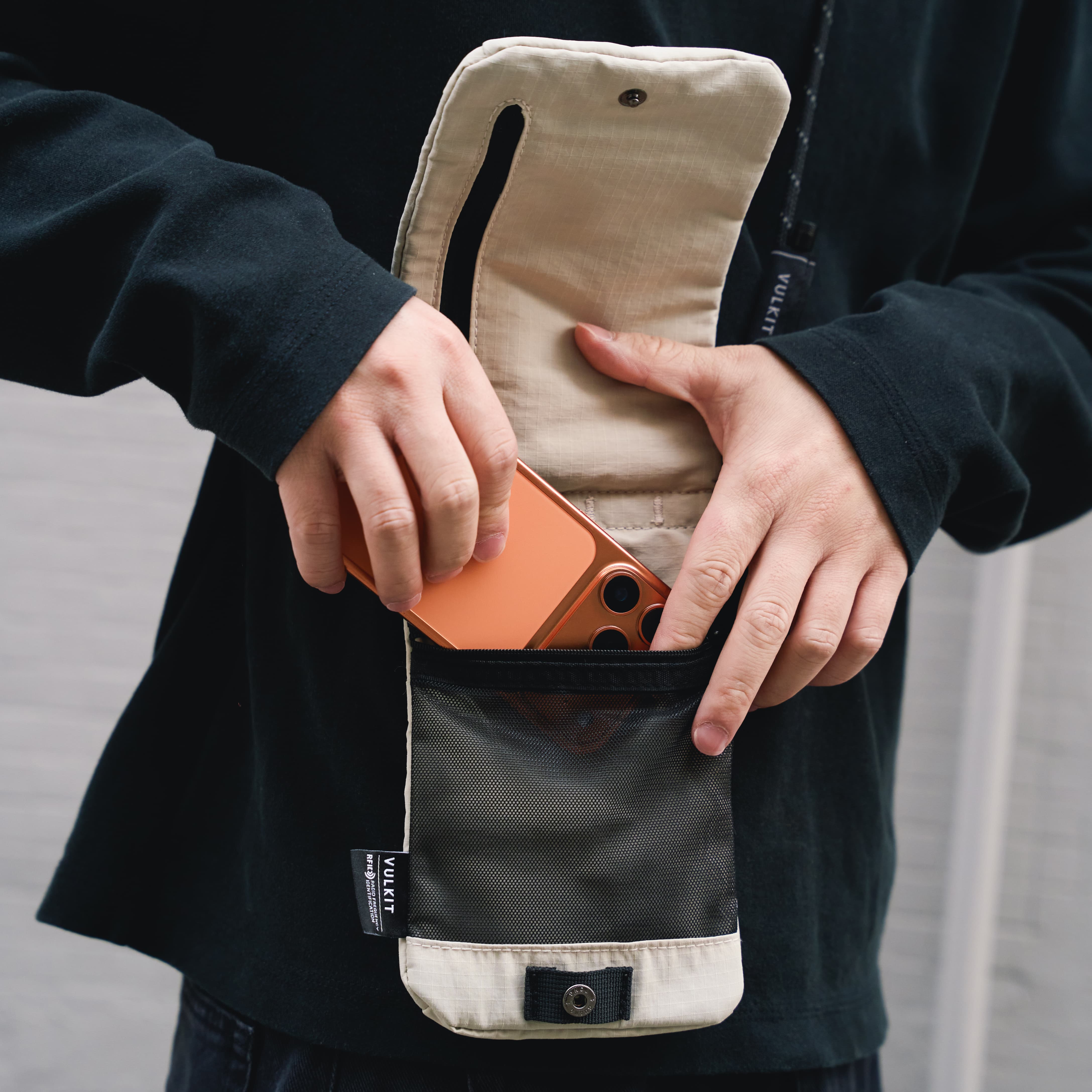 VULKIT Bags VB108 custodia telefono nero RFID leggera