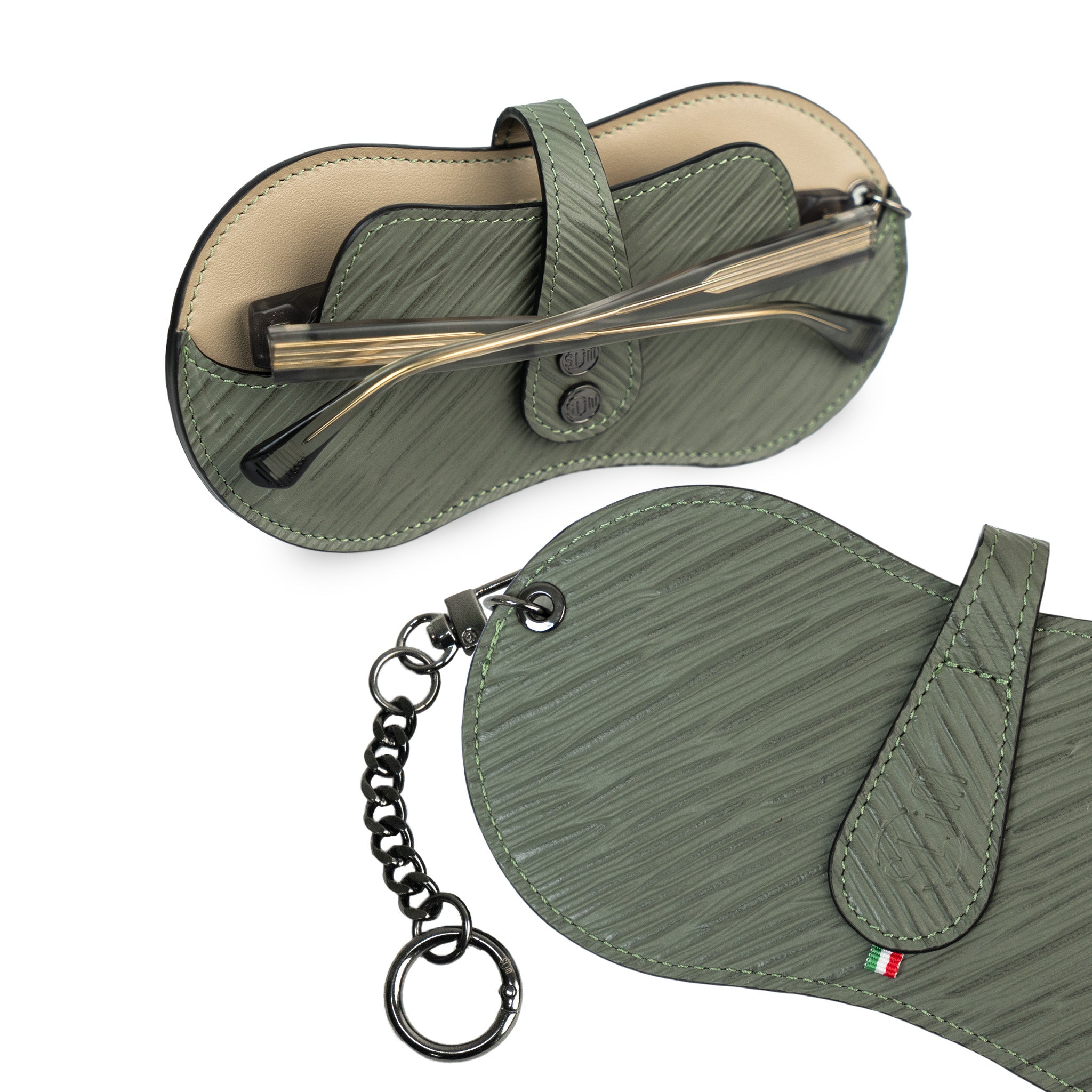 SLim Vision Portaocchiali pelle epi verde con necklace