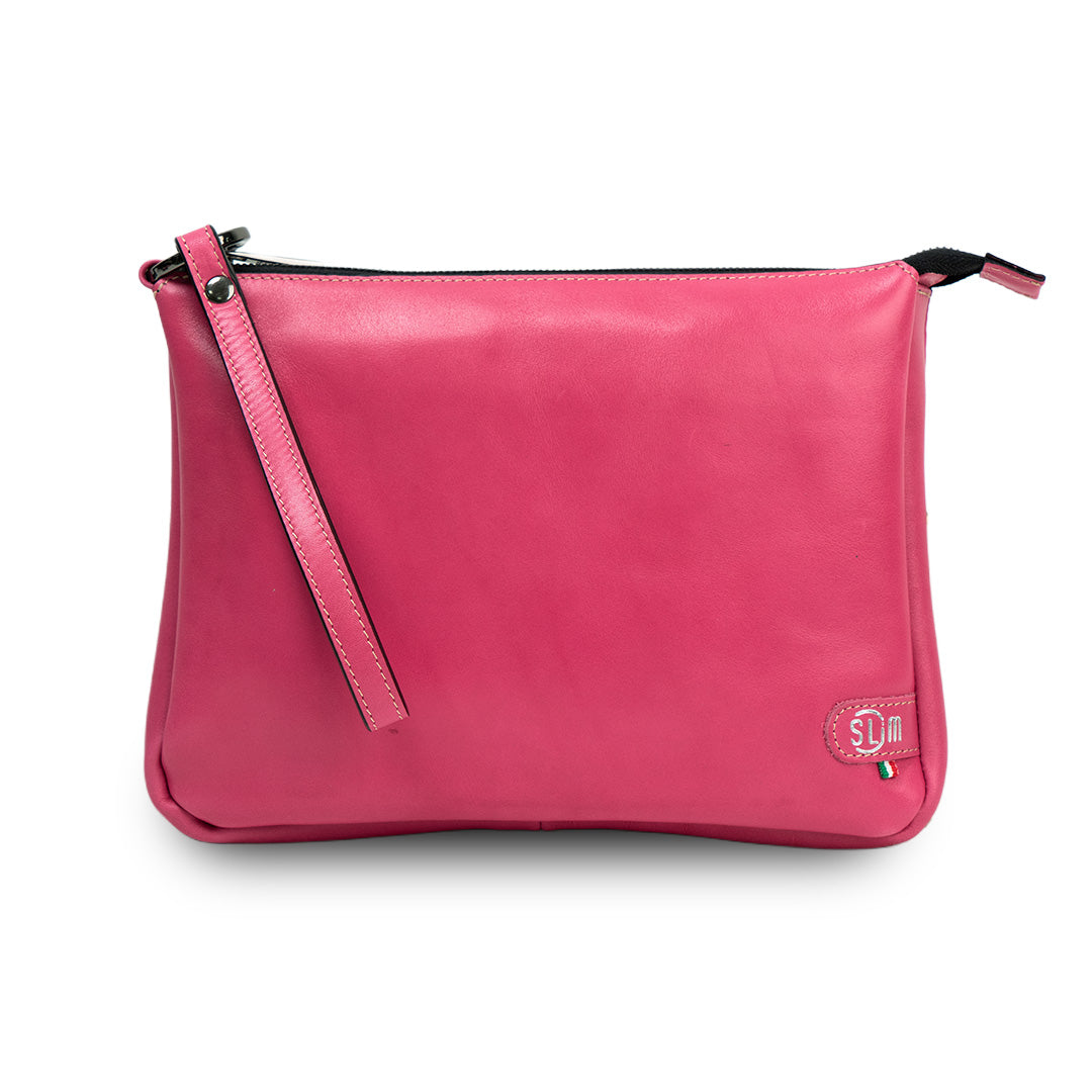 SLim Pochette Max pelle vegetale fucsia 25x19 cm capiente
