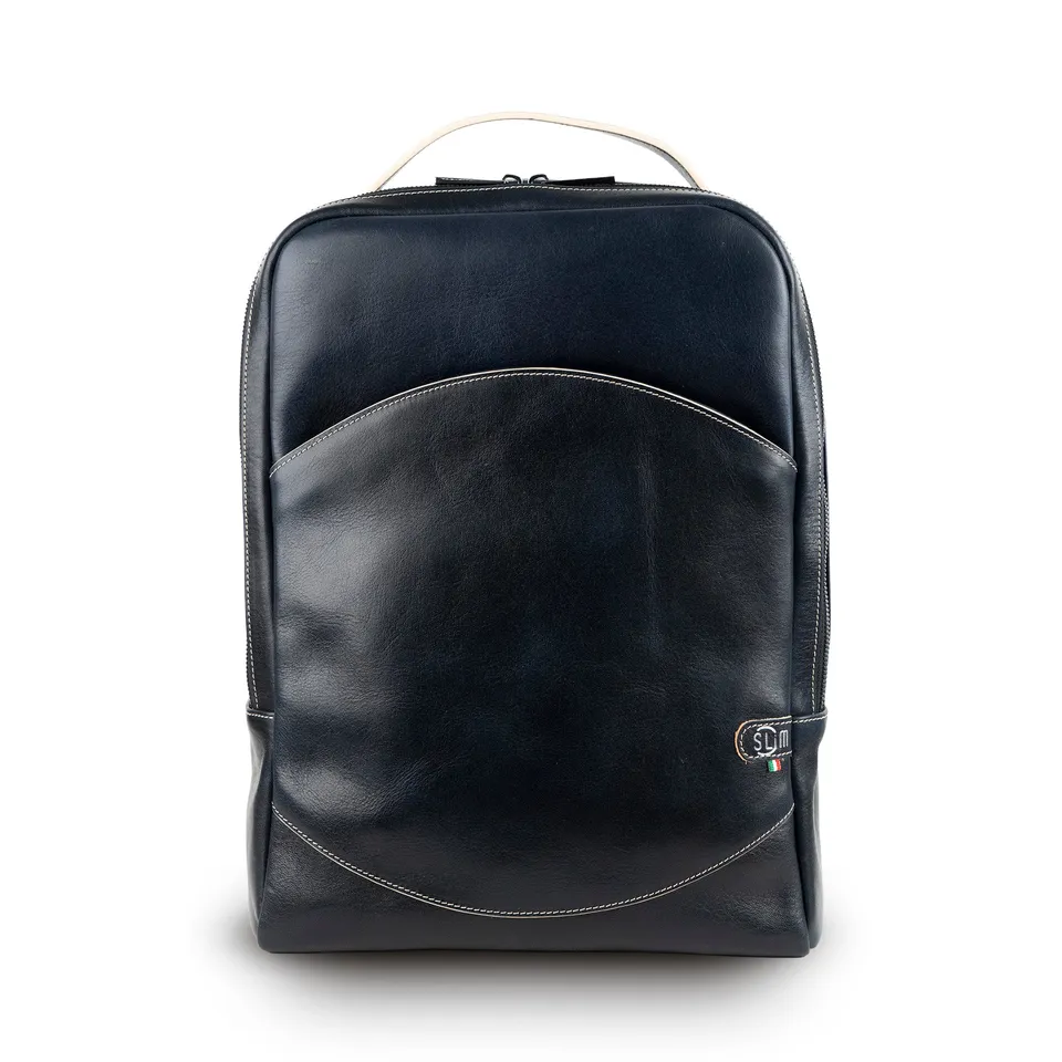 SLim Zaino Medio zaino pelle blu concia vegetale 8,5 L