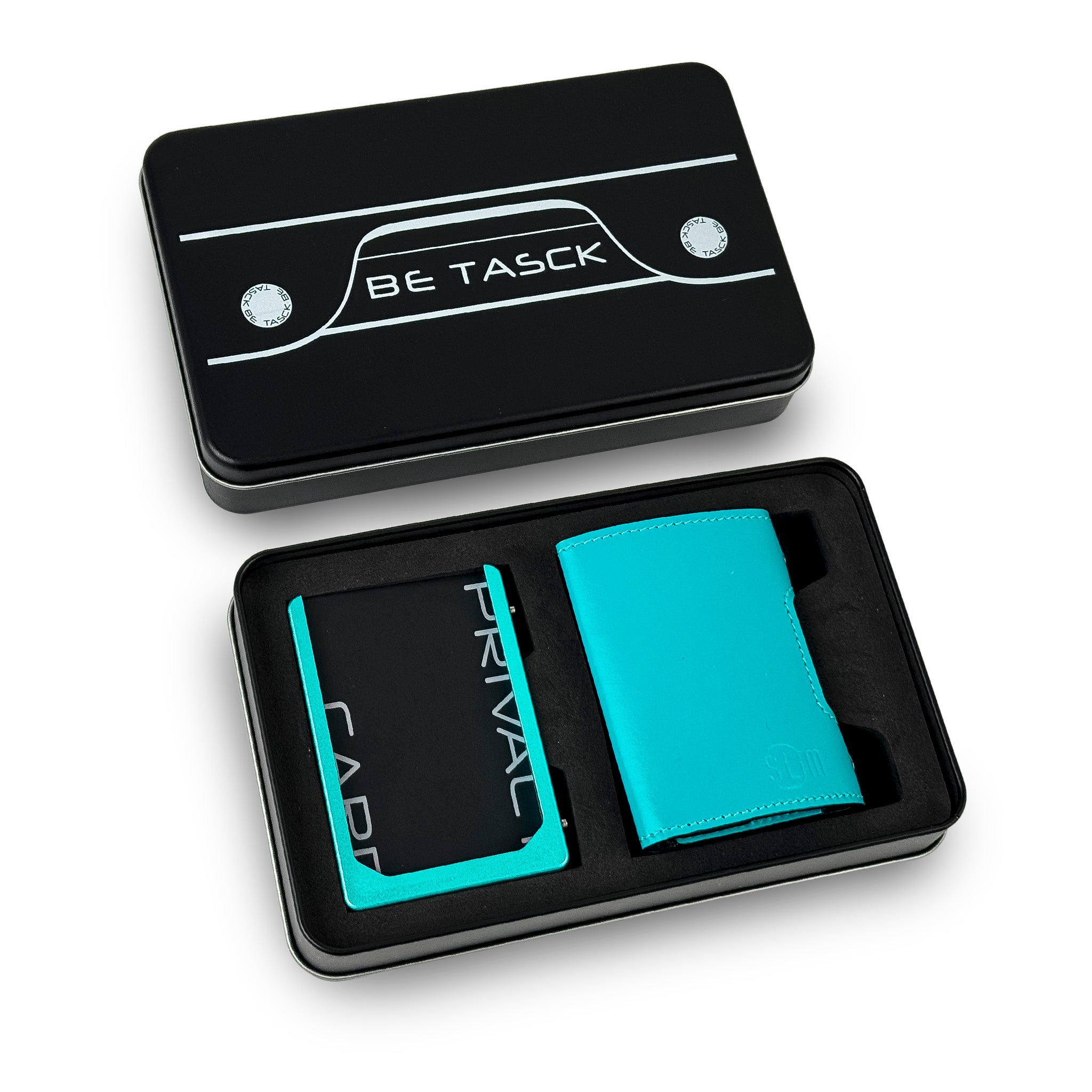 SLim Be Tasck Portafoglio Pelle Liscia Turchese e Nero