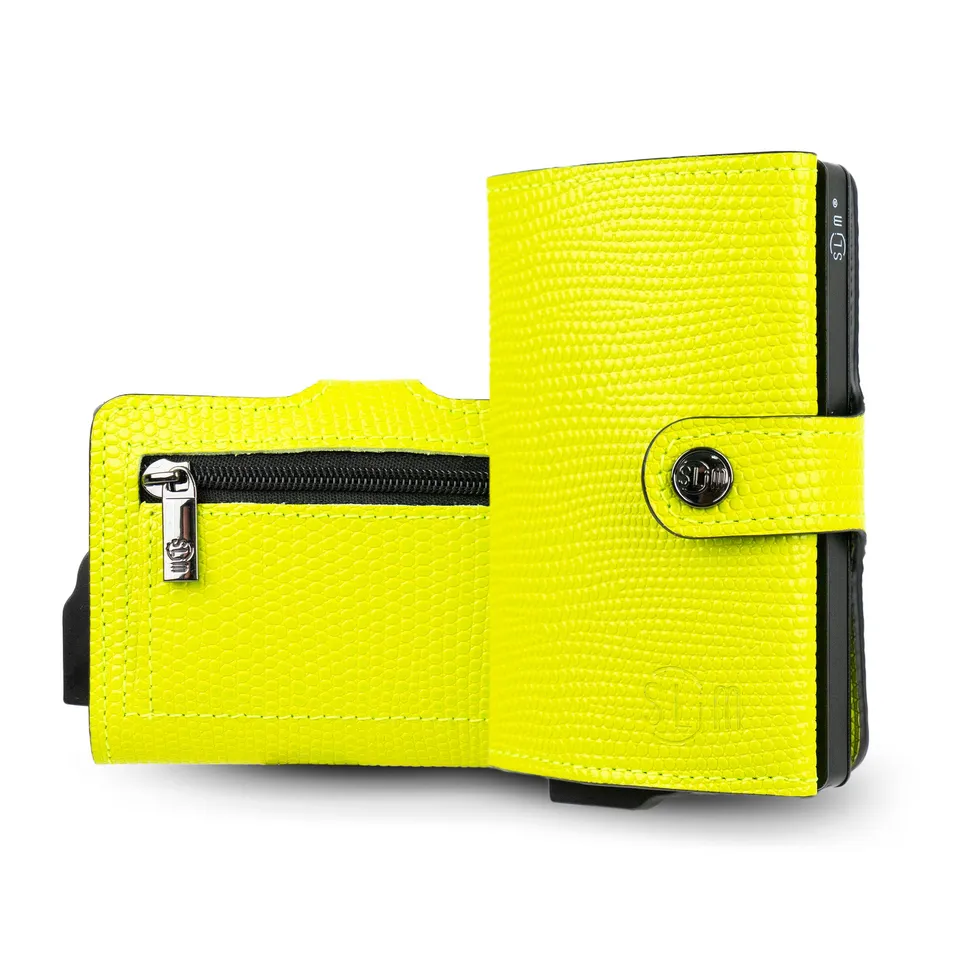 SLim Vera Pelle Tejus portacarte pelle lime 12 carte
