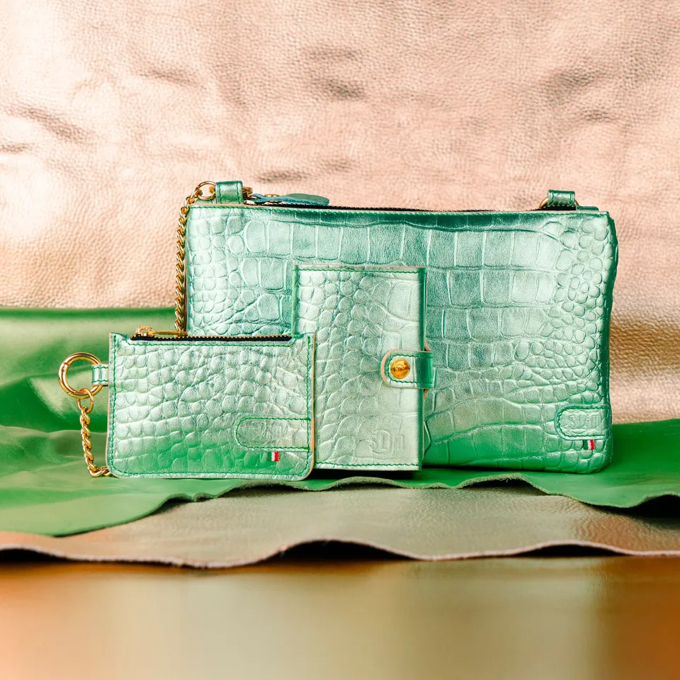 SLim Pochette Polsiera Set Metal Verde pochette piccola
