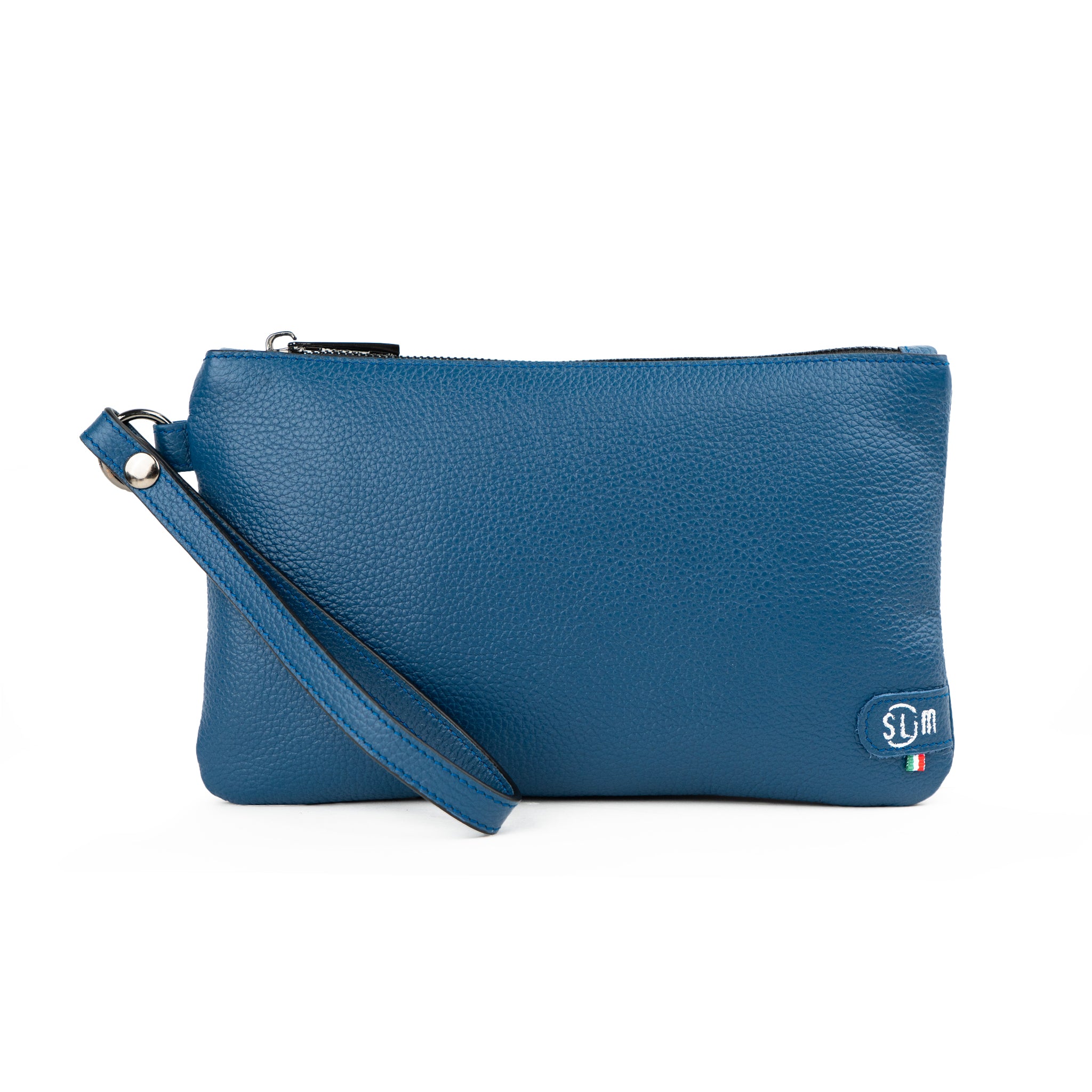 SLim Pochette Polsiera Pelle Bottalato Blu