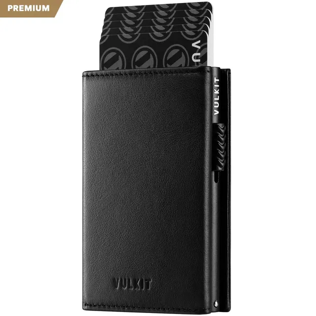 VULKIT Pop Up VC302P portafoglio pelle nero con cerniera