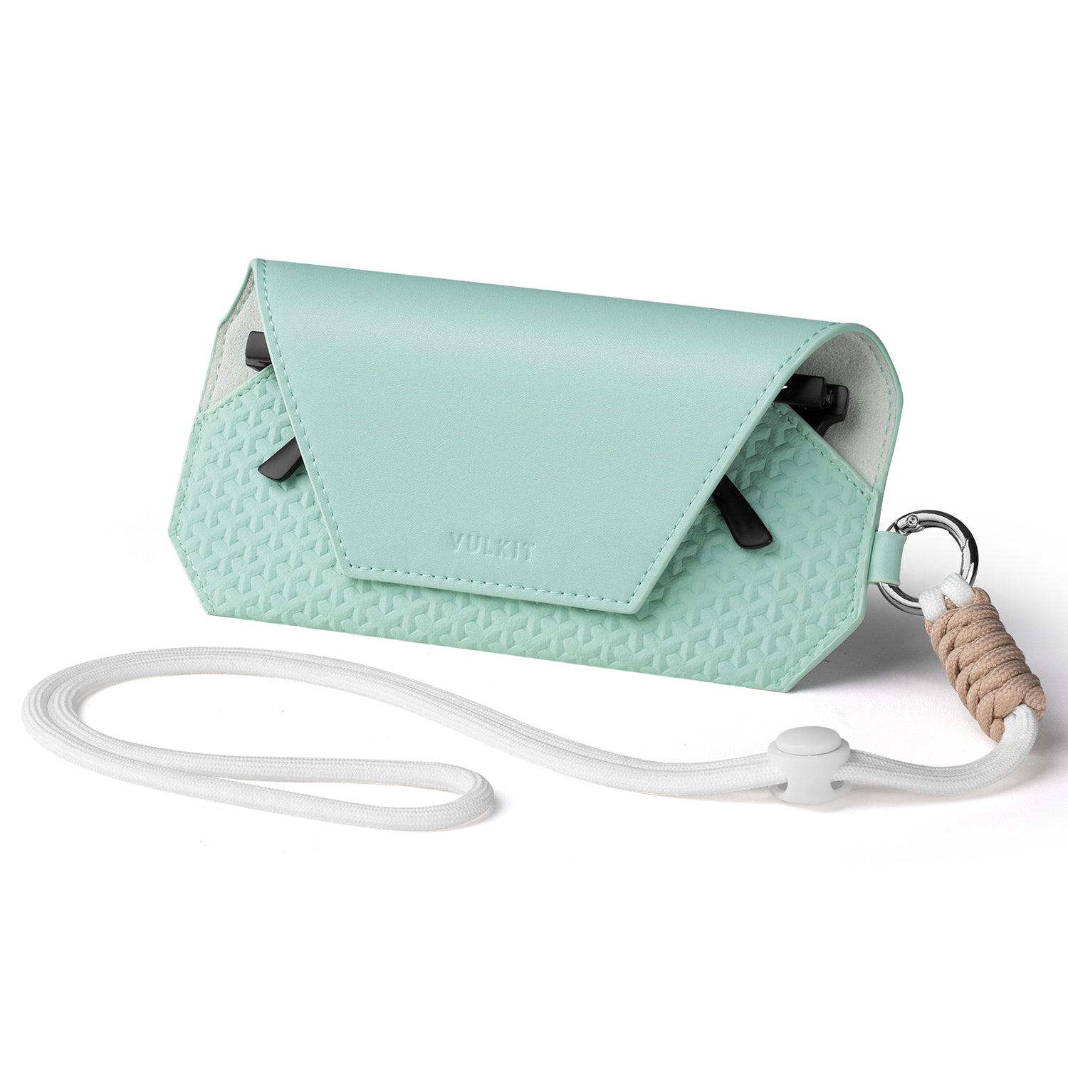 VULKIT VGP100 Custodia Occhiali Pelle Verde con Laccetto