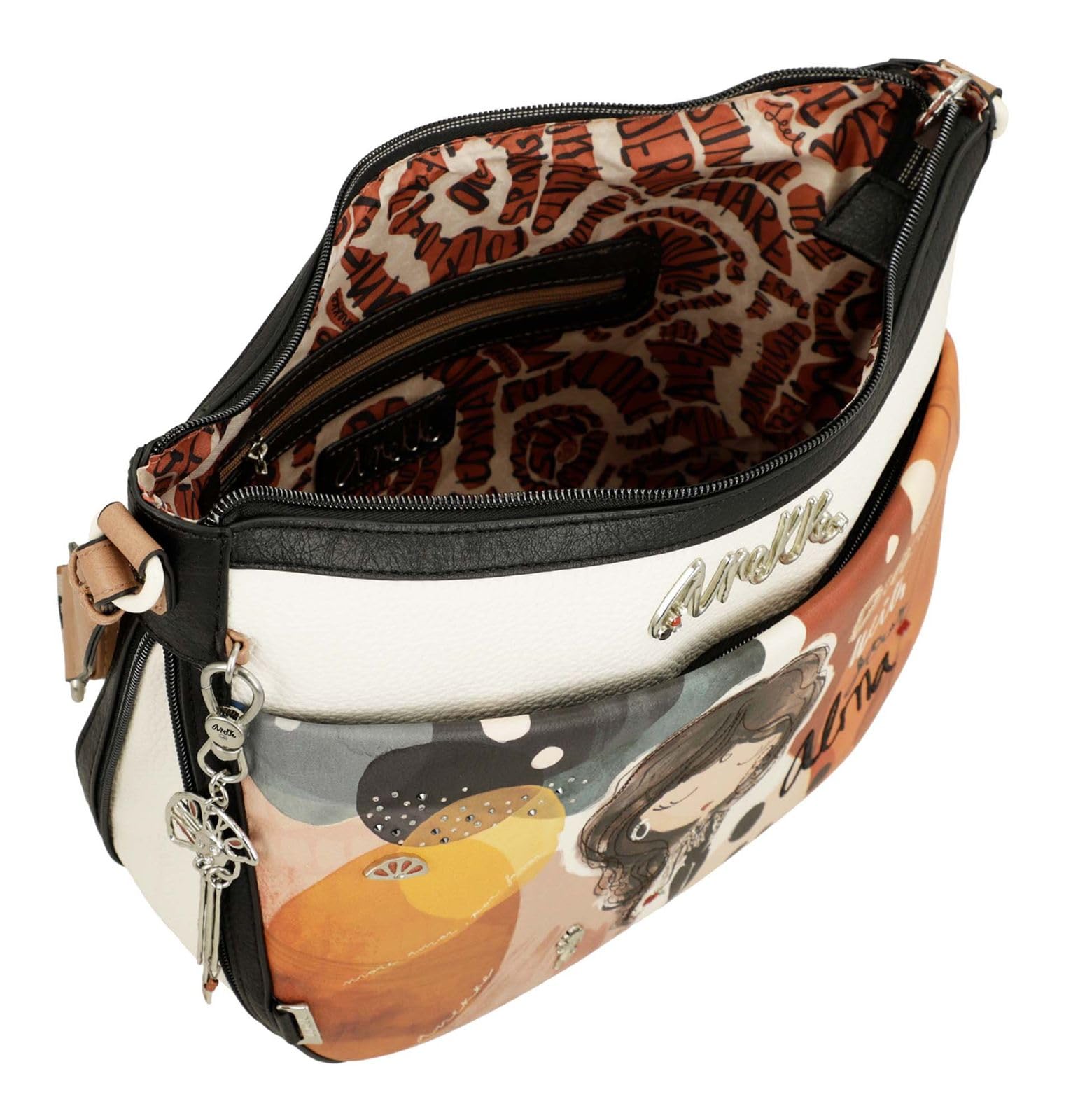 Anekke Alma borsa a tracolla grande multicolor espandibile