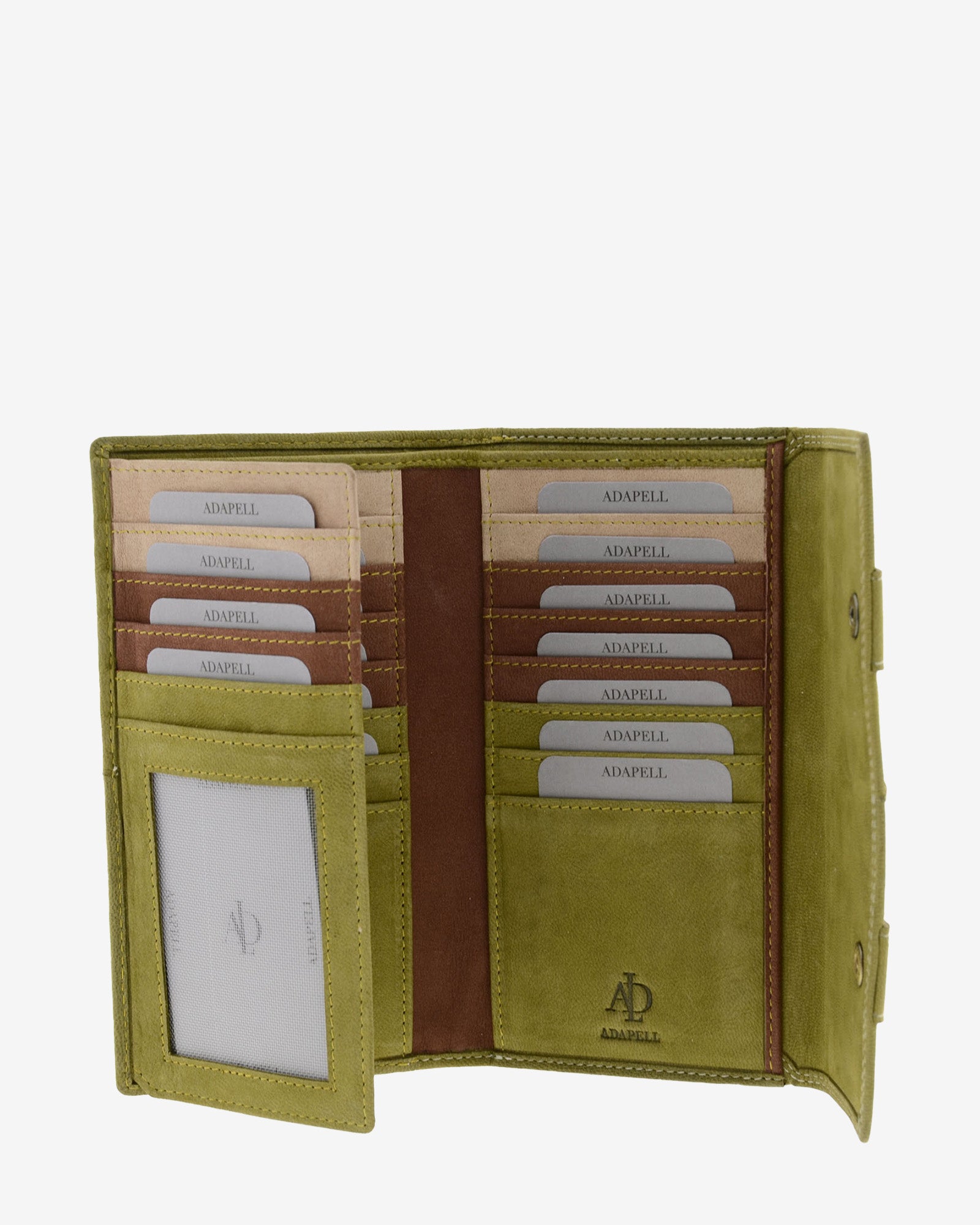 Adapell Shima 4217 portafoglio grande donna pelle oliva 19 carte