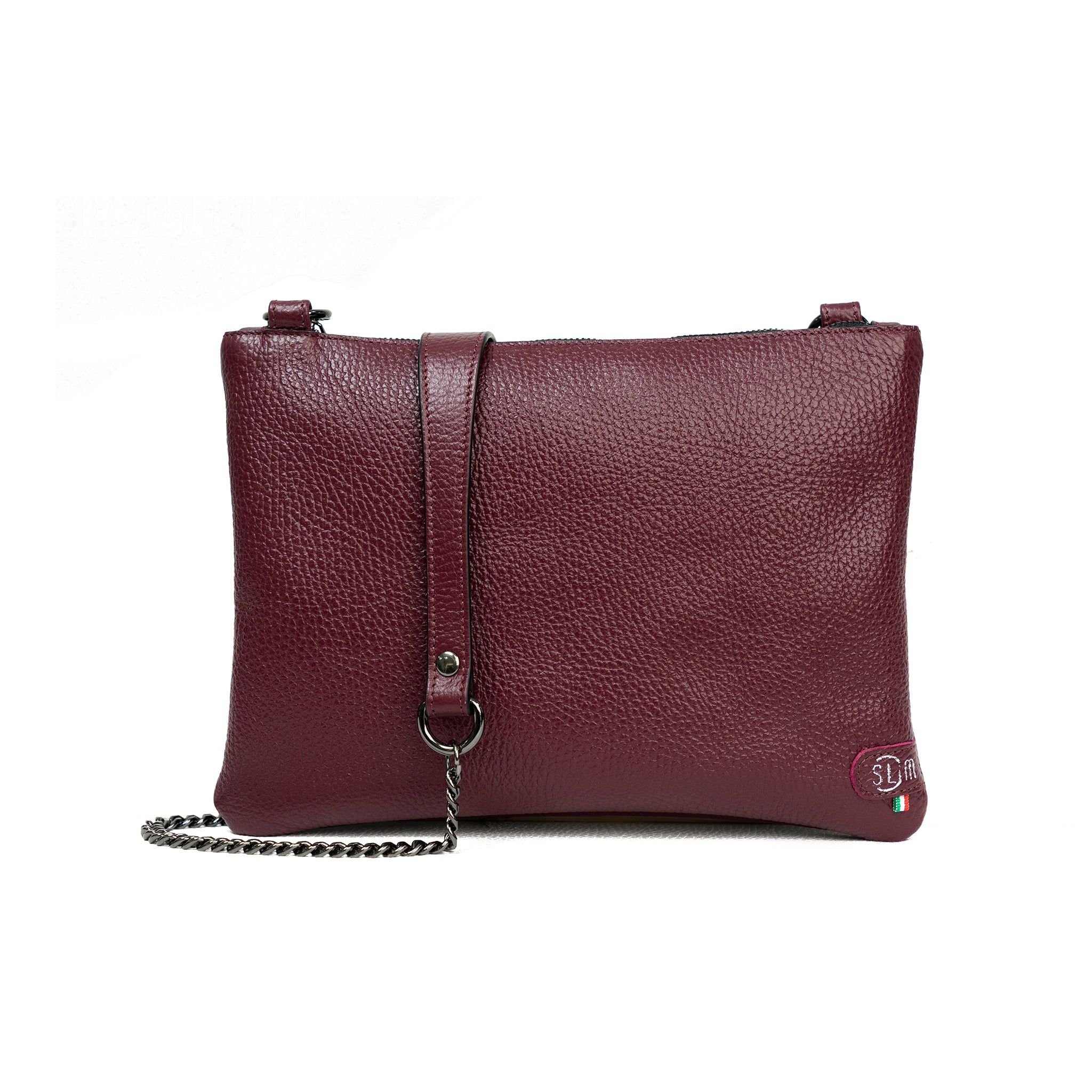 SLim Pochette Tracolla Pelle Bottalato Vinaccia