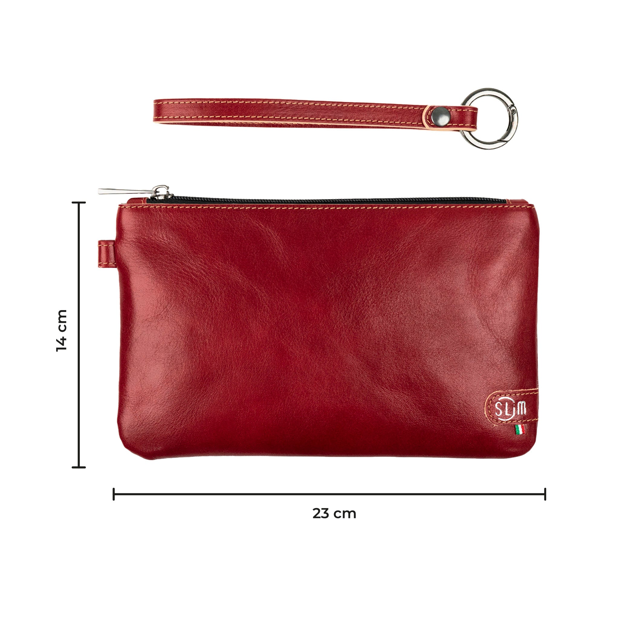 SLim Pochette Polsiera pelle vegetale rossa 23x14 cm