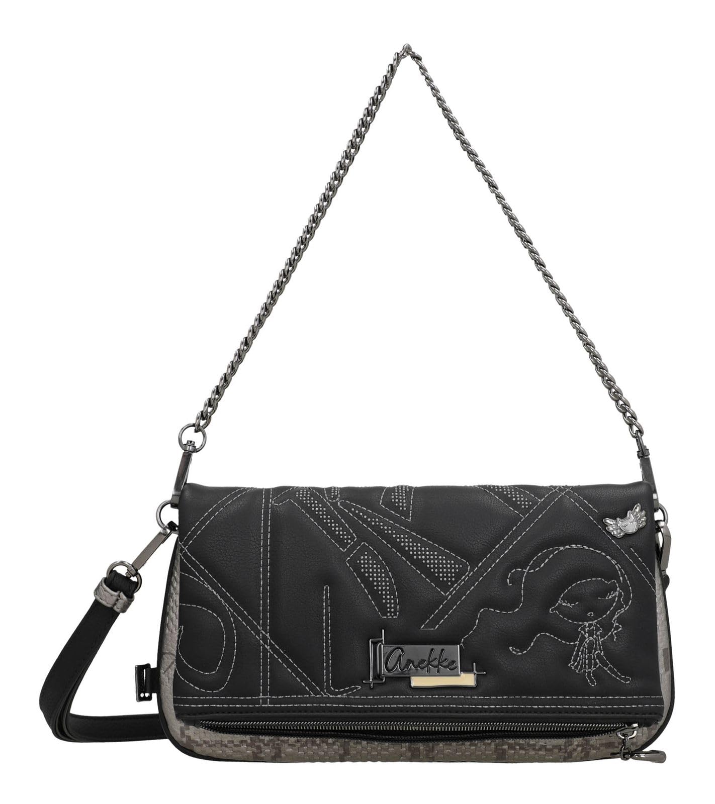 Anekke Iron Bandolera Borsa a Tracolla Nero 29 cm