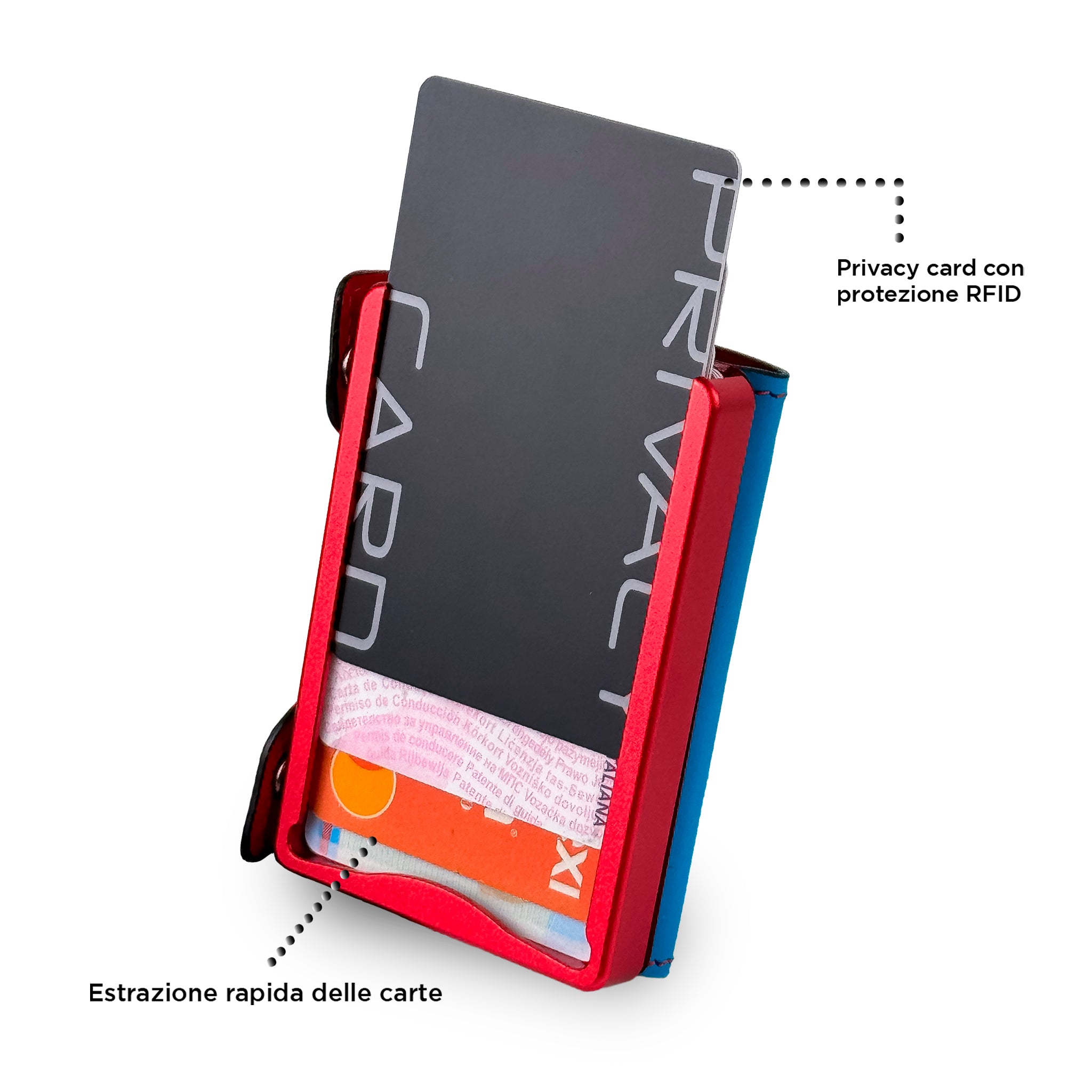 SLim Be Tasck Pelle Liscia Portafoglio Azzurro Rosso