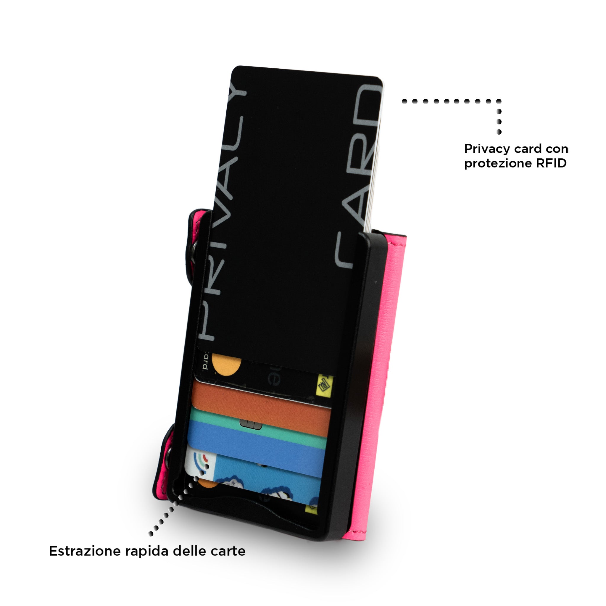 Be Tasck portacarte pelle fucsia fluo pelle liscia