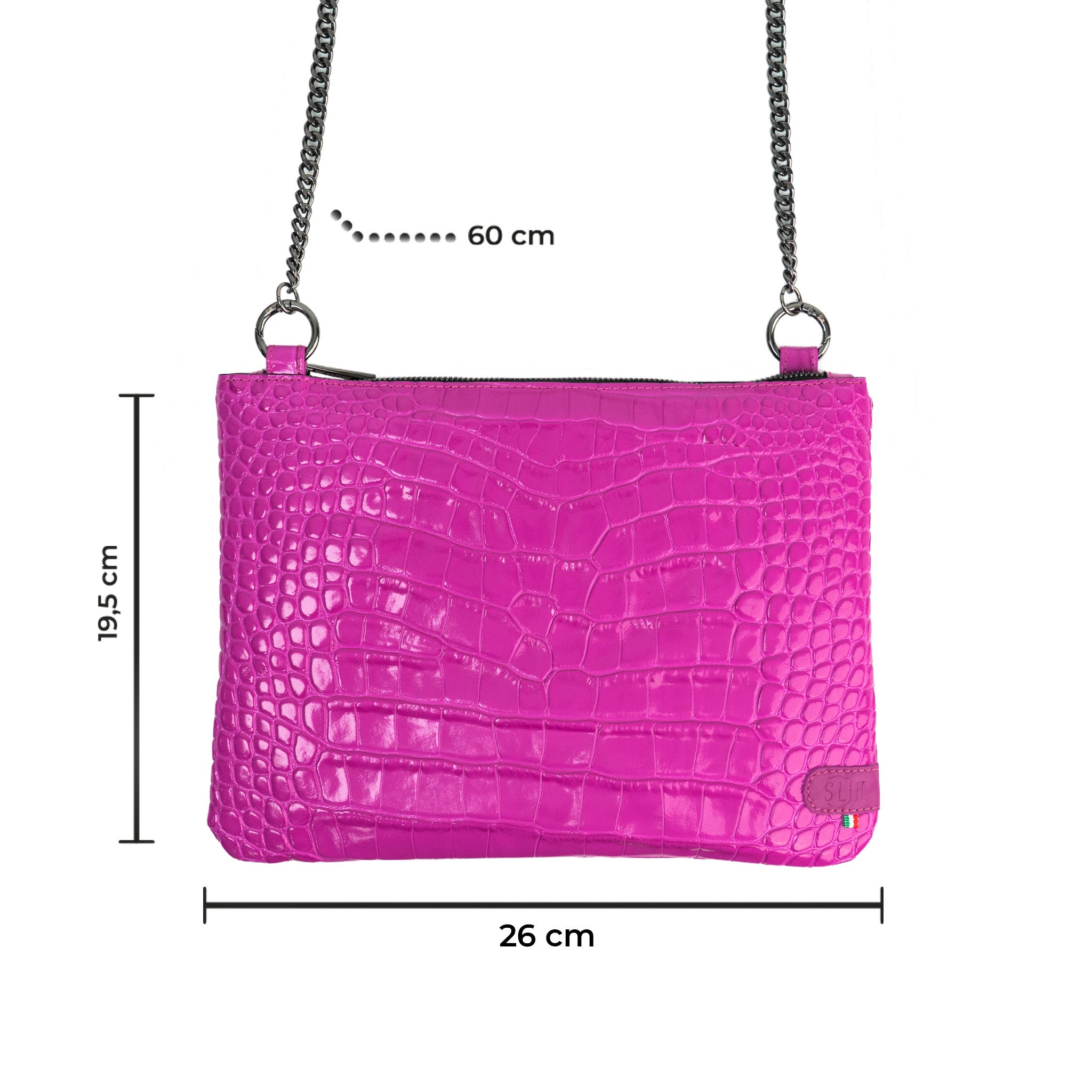 SLim Pochette Tracolla Pelle Cocco Fucsia