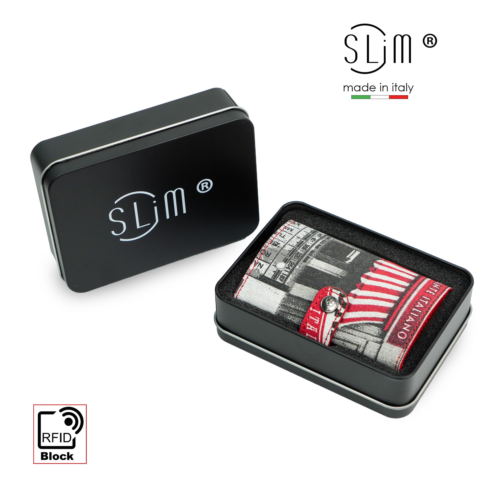 SLim Vera Pelle Dolce Vita Ristorante portafoglio compatto RFID