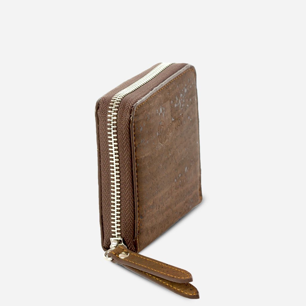 Corkor Wallets portafoglio donna sughero marrone zip RFID