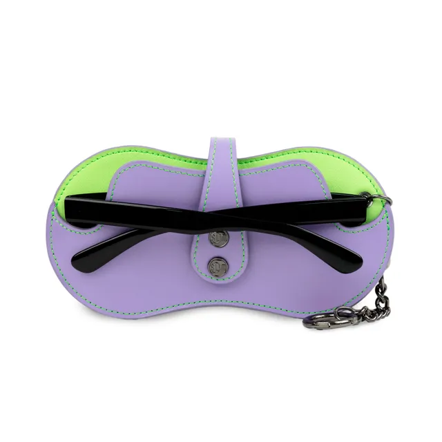 SLim Vision portaocchiali vera pelle viola verde lime