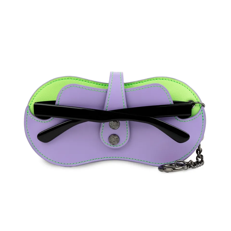 SLim Vision portaocchiali vera pelle viola verde lime